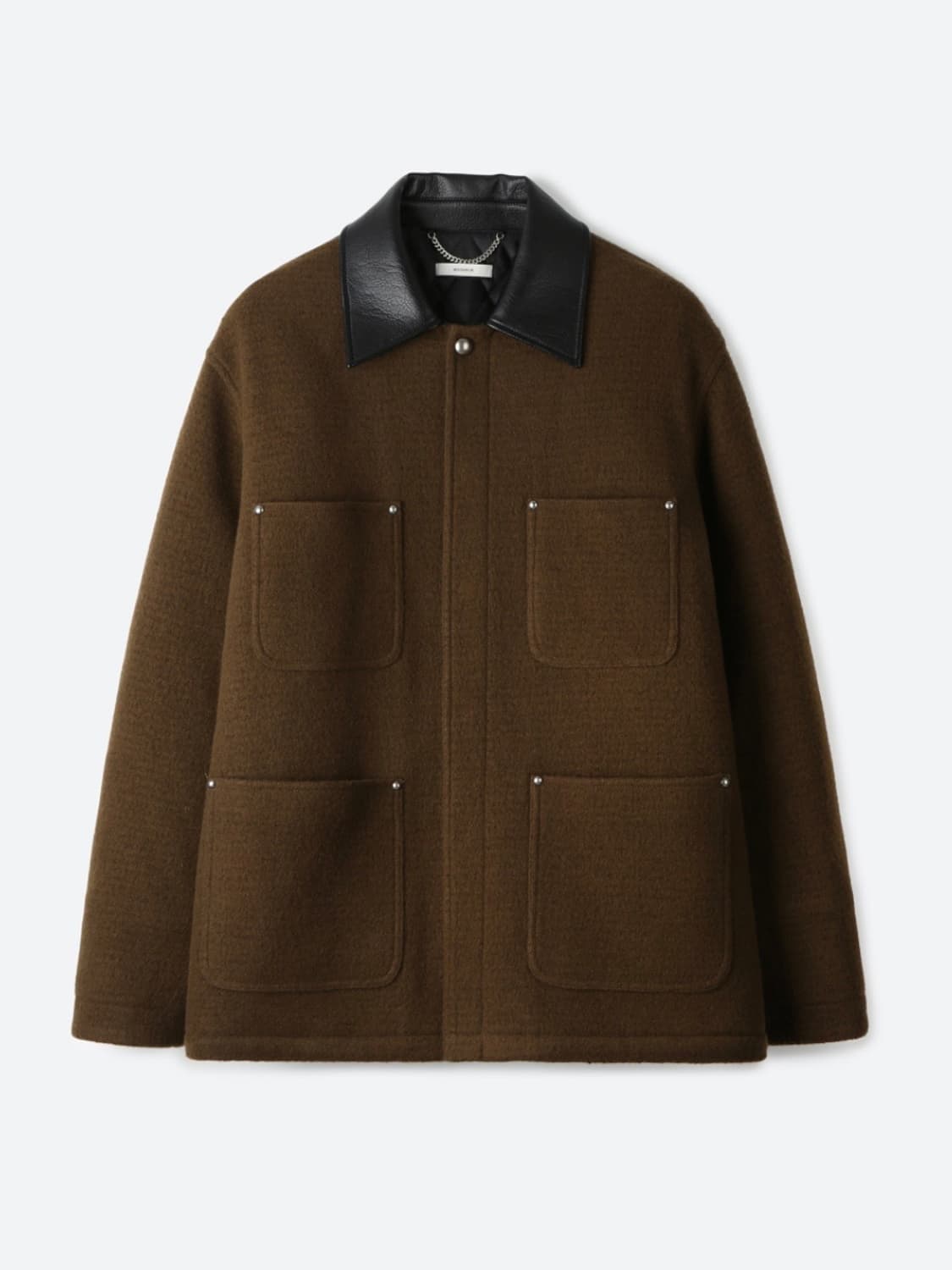 (unisex) 문선 스터드 하프 울 코트 카키브라운 상품이미지1