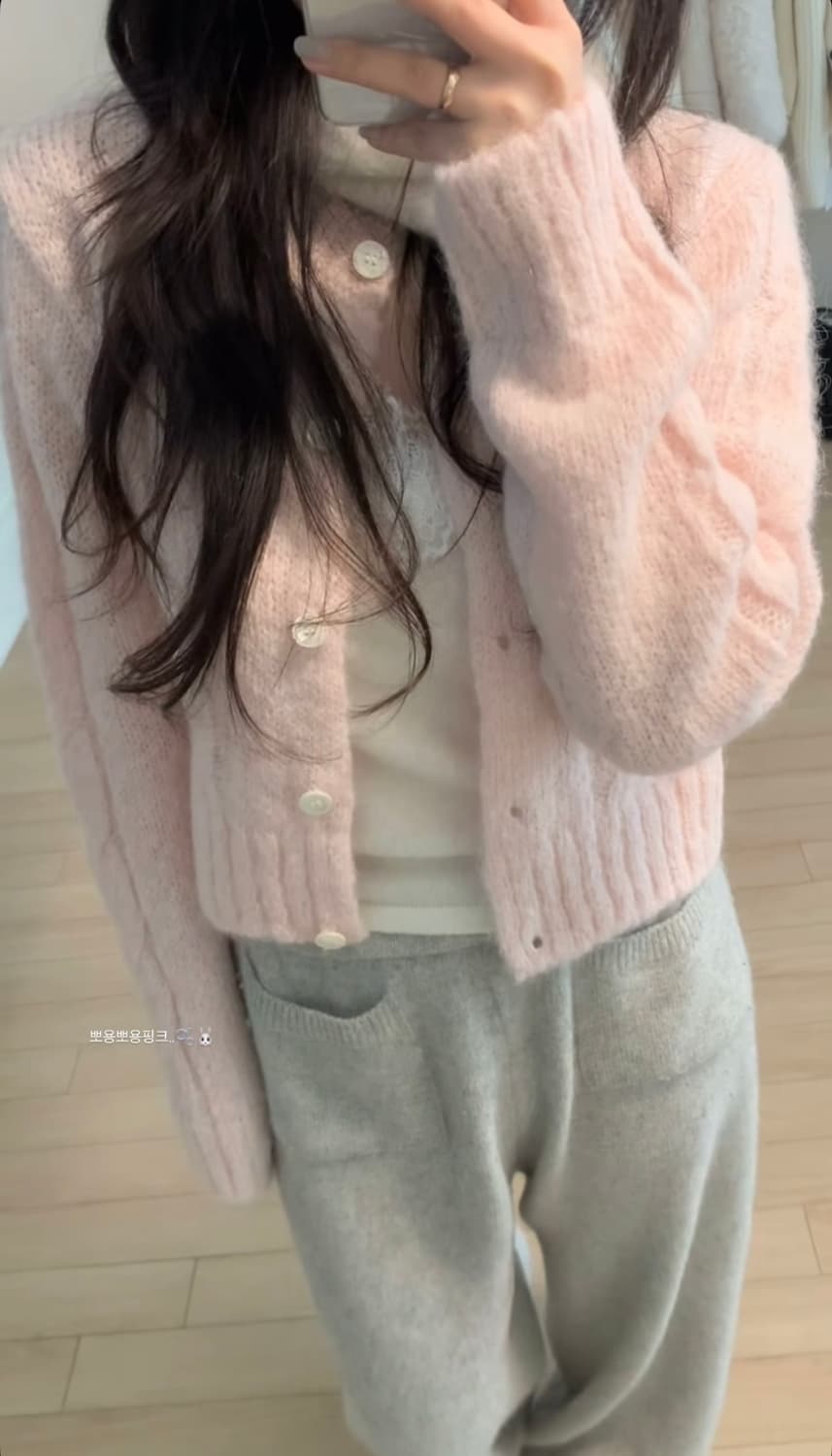 (새상품)누아누아 엘리나 케이블 크롭 알파카 가디건 상품이미지6