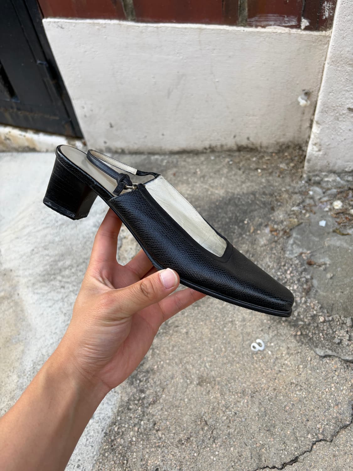 230) Salvatore Ferragamo 블랙 슬링백 힐 상품이미지2