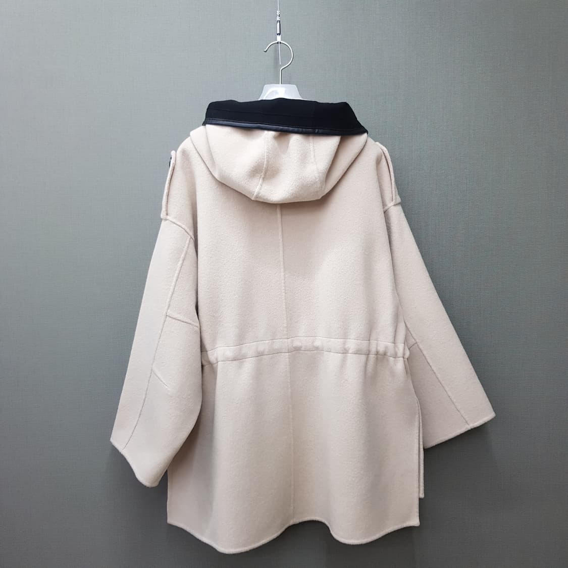 마쥬 MAJE 에크루 후드 배색 울 코트 0사이즈 상품이미지5