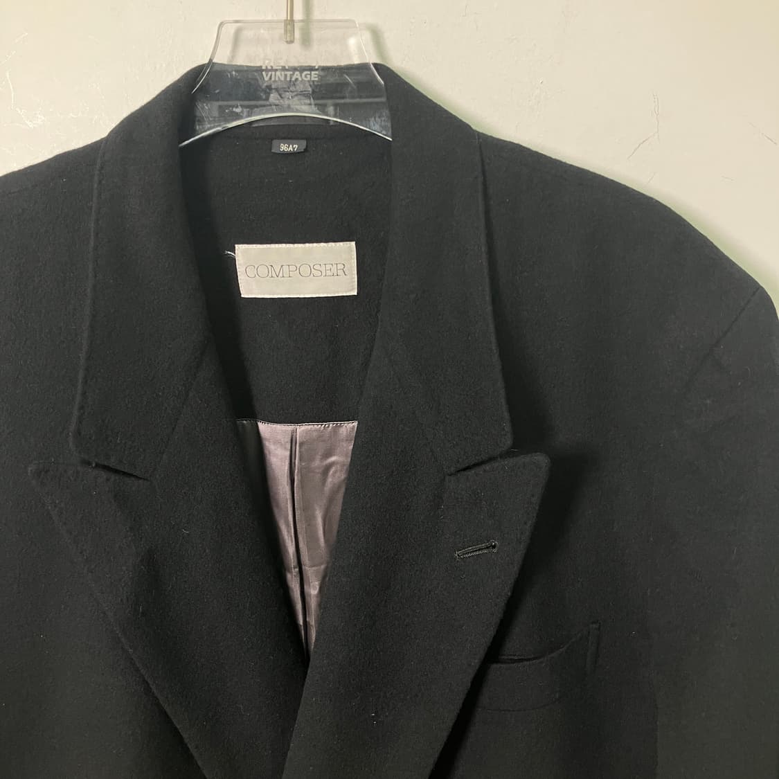 VTG 빈티지 블랙 더블 브레스티드 캐시미어 롱코트 상품이미지3