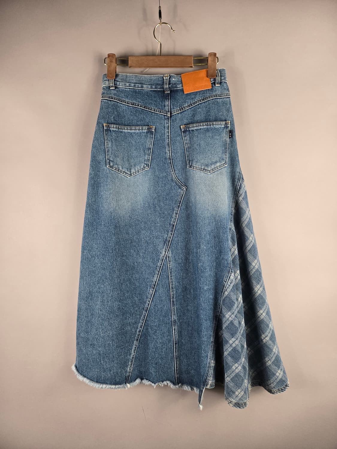 엘런아크 S 언발란스 롱 플레어 데님 청 스커트 치마 상품이미지6