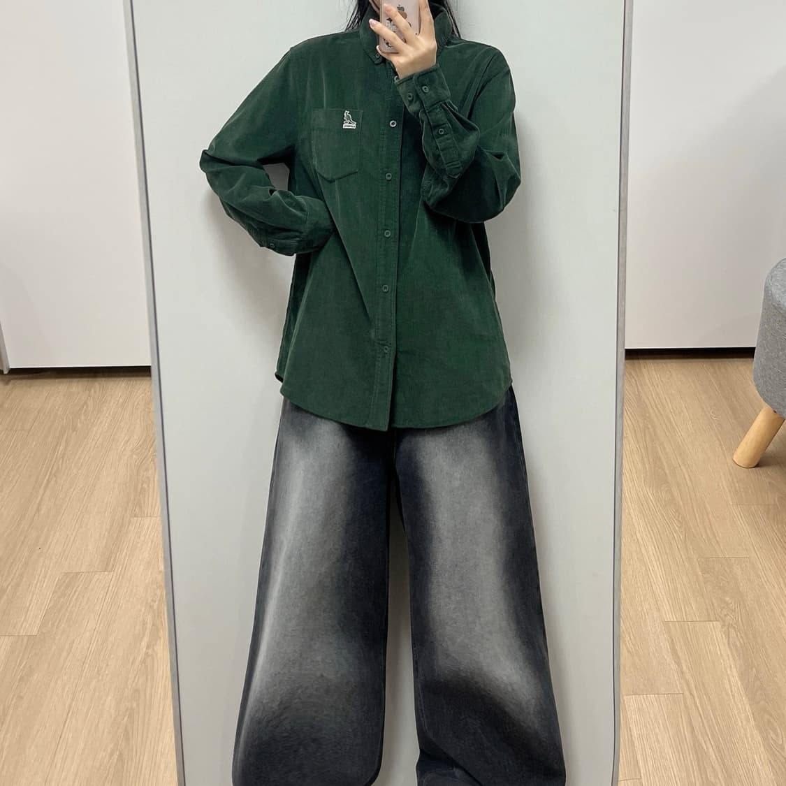 캉골 코듀로이 딥그린 셔츠 남방 상품이미지1