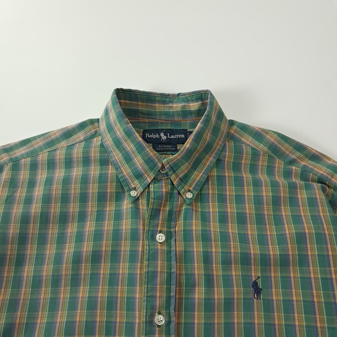 CK286 L 폴로 90s 박스핏 그린옐로우 마드라스 체크 셔츠 남방 상품이미지2
