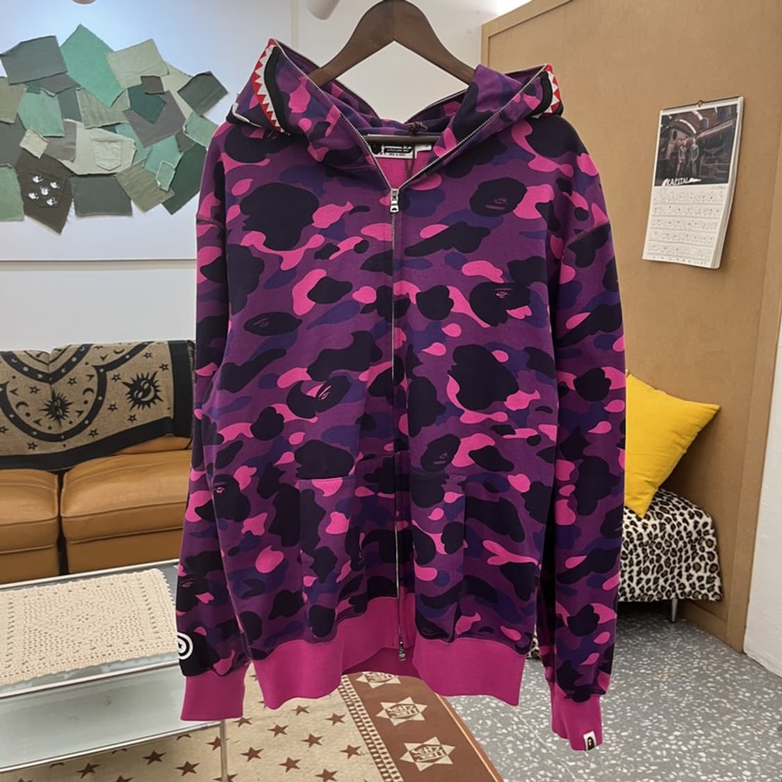 베이프 AAPE 스트릿 펑크 퍼플카모 샤크 후드집업 L C10113 상품이미지3