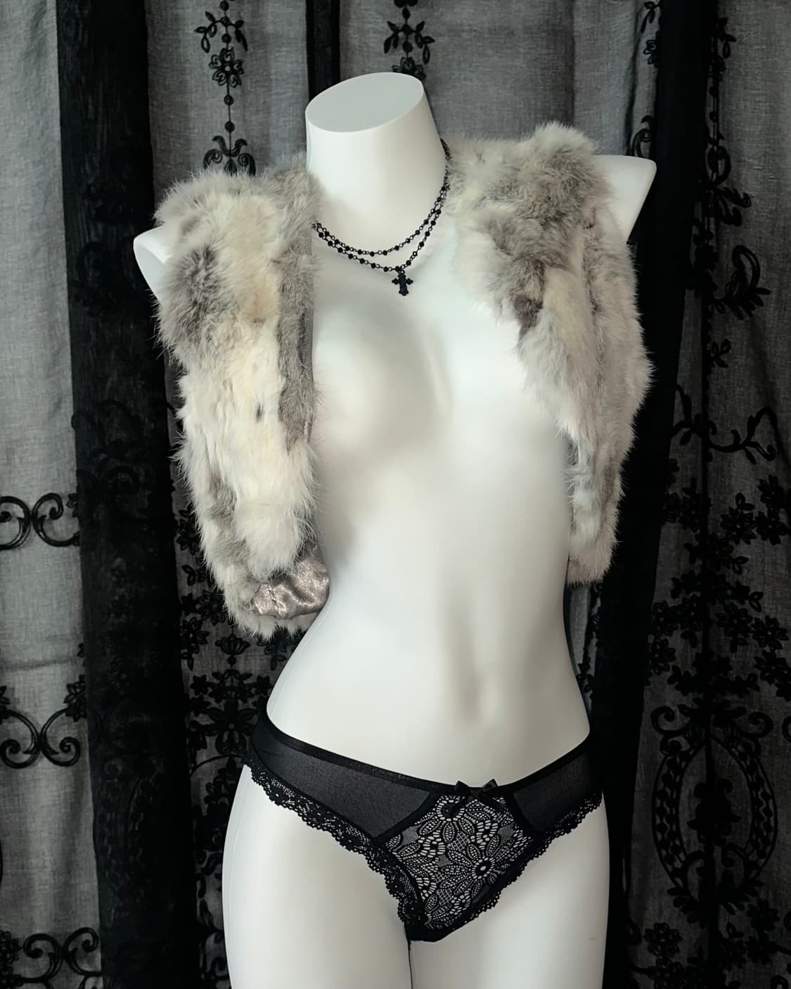 rabbit fur vest 상품이미지1