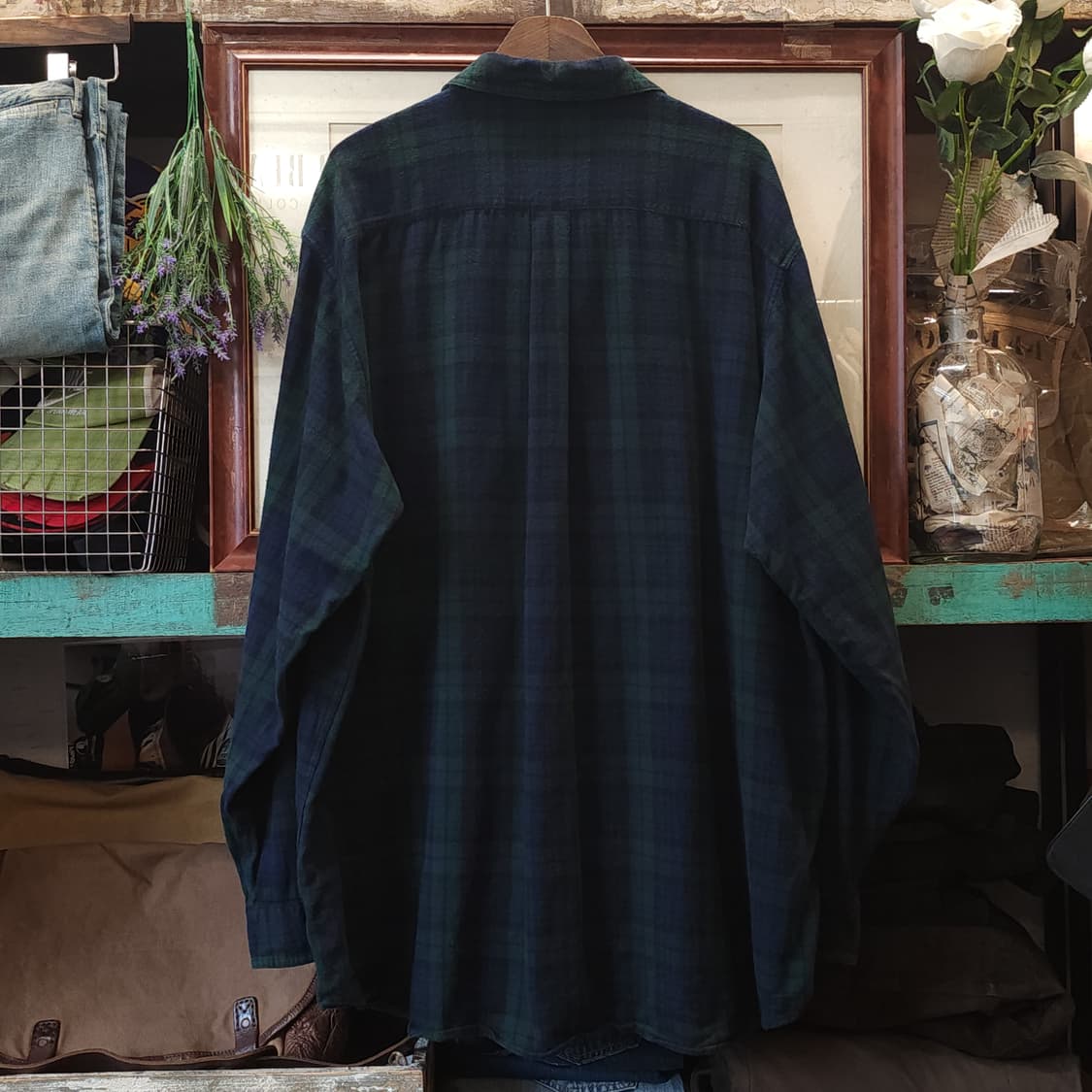 90s 엘엘빈 체크셔츠 플란넬 셔츠 헤비코튼 빅셔츠 블랙와치 xxl 상품이미지3