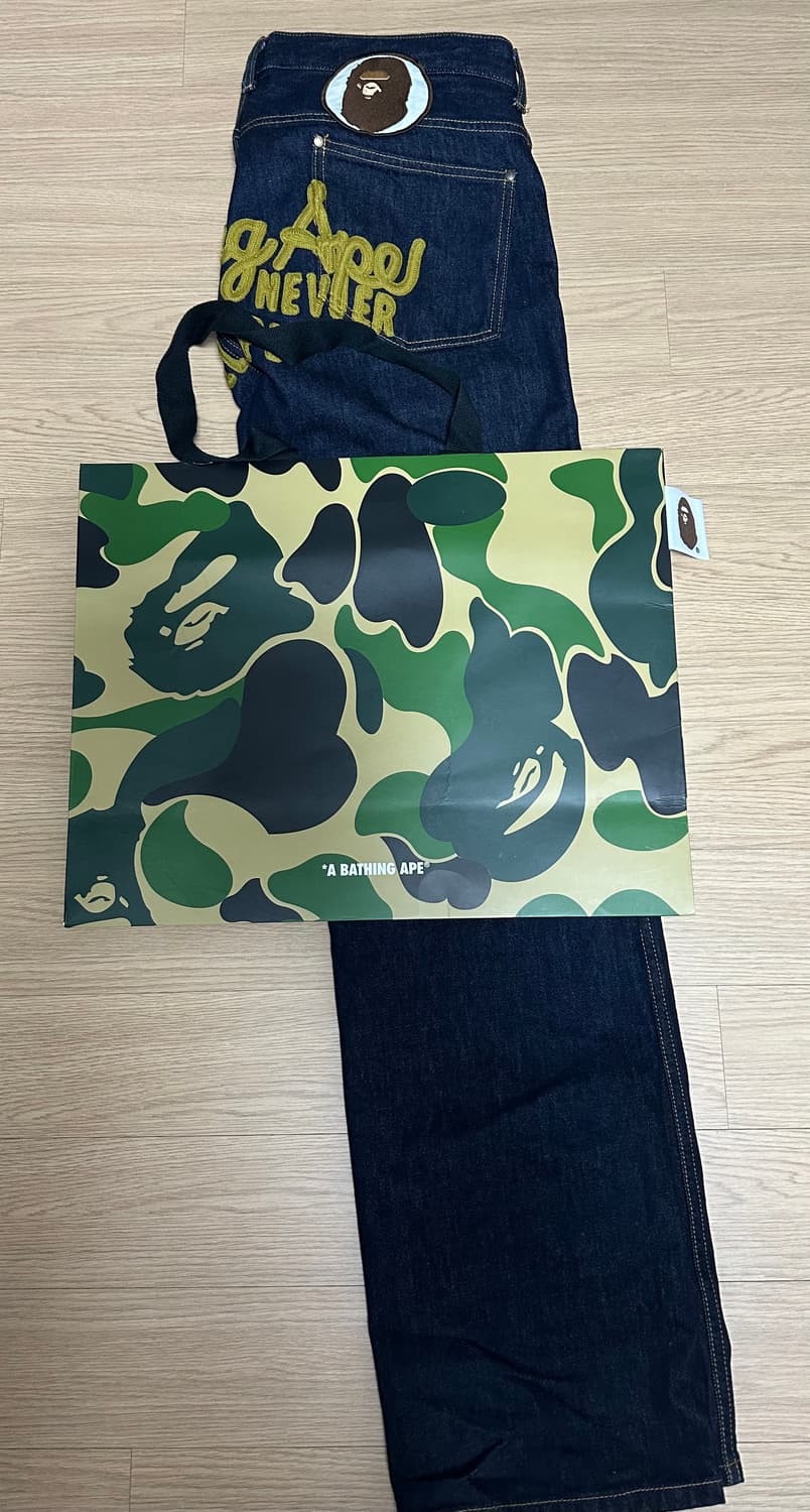 새상품) BAPE 베이프1997 Type-01 챔피온 데님 팬츠 인디고 상품이미지3