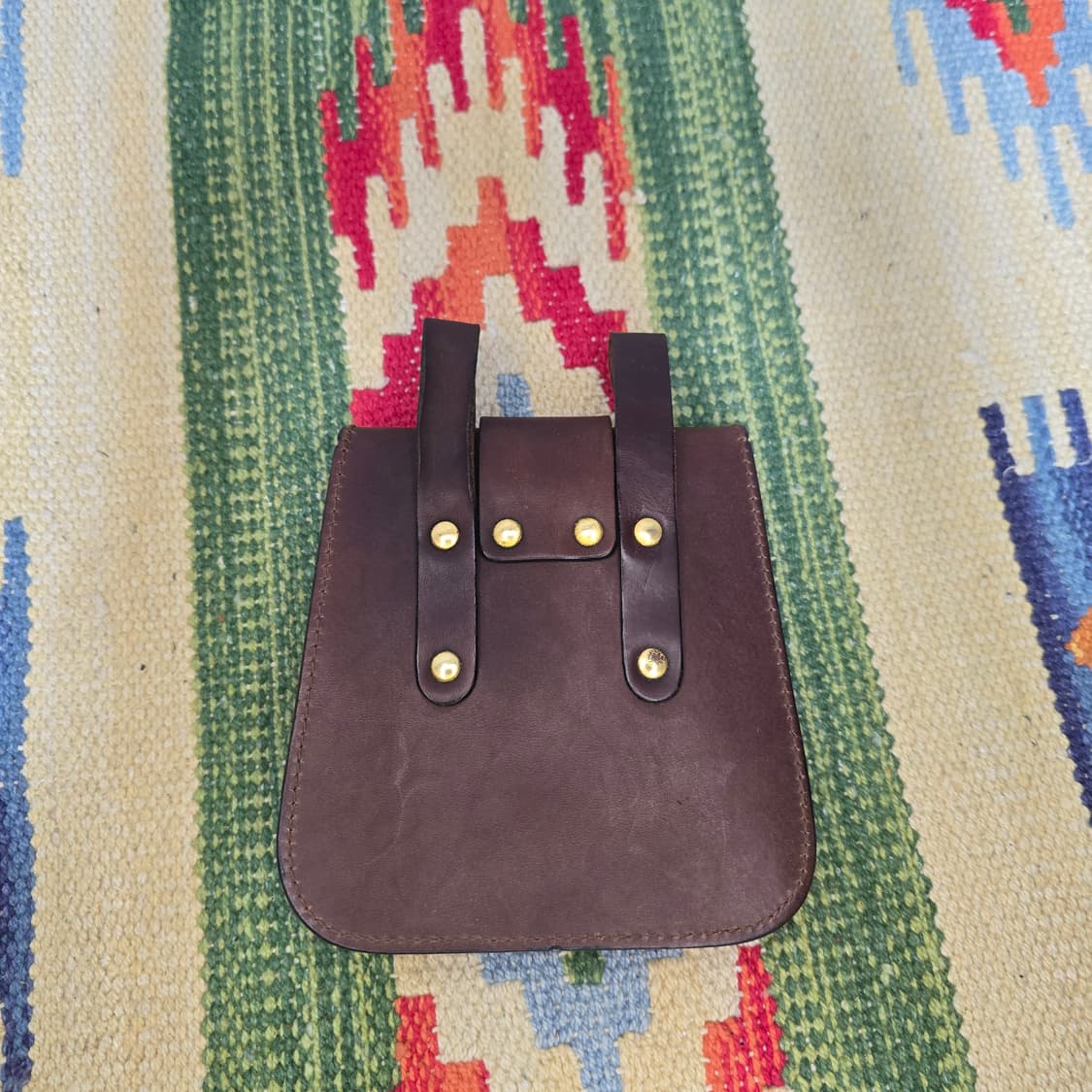 Japan vintage 카우레더 메디신백 벨트루프 파우치 상품이미지5