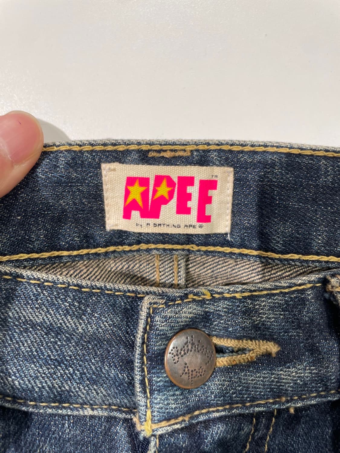 에이프 진청 지퍼플라이 캣 워싱 데님 팬츠 상품이미지7