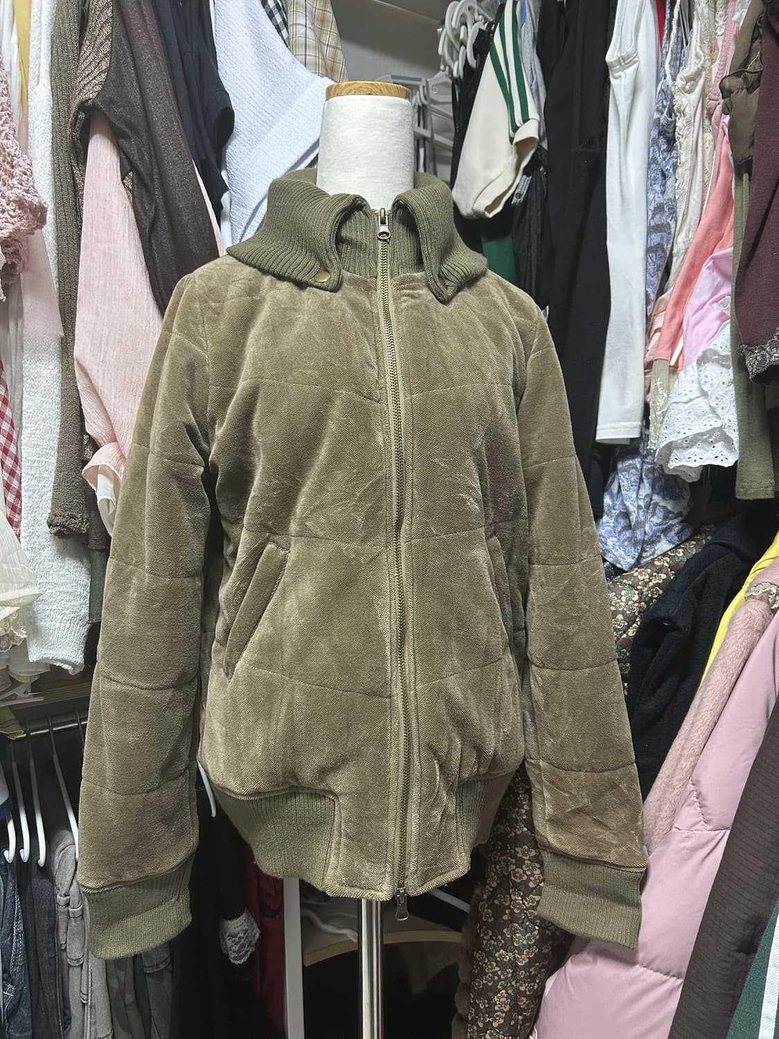 Y2K 스웨이드 니트패딩자켓 상품이미지2