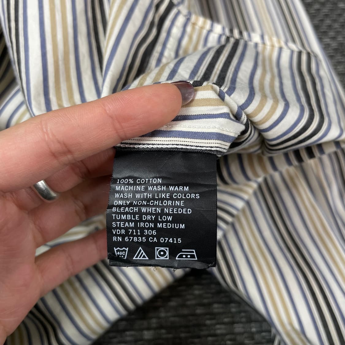 노티카 블루 베이지 멀티 스트라이프 긴팔 셔츠 L 상품이미지6