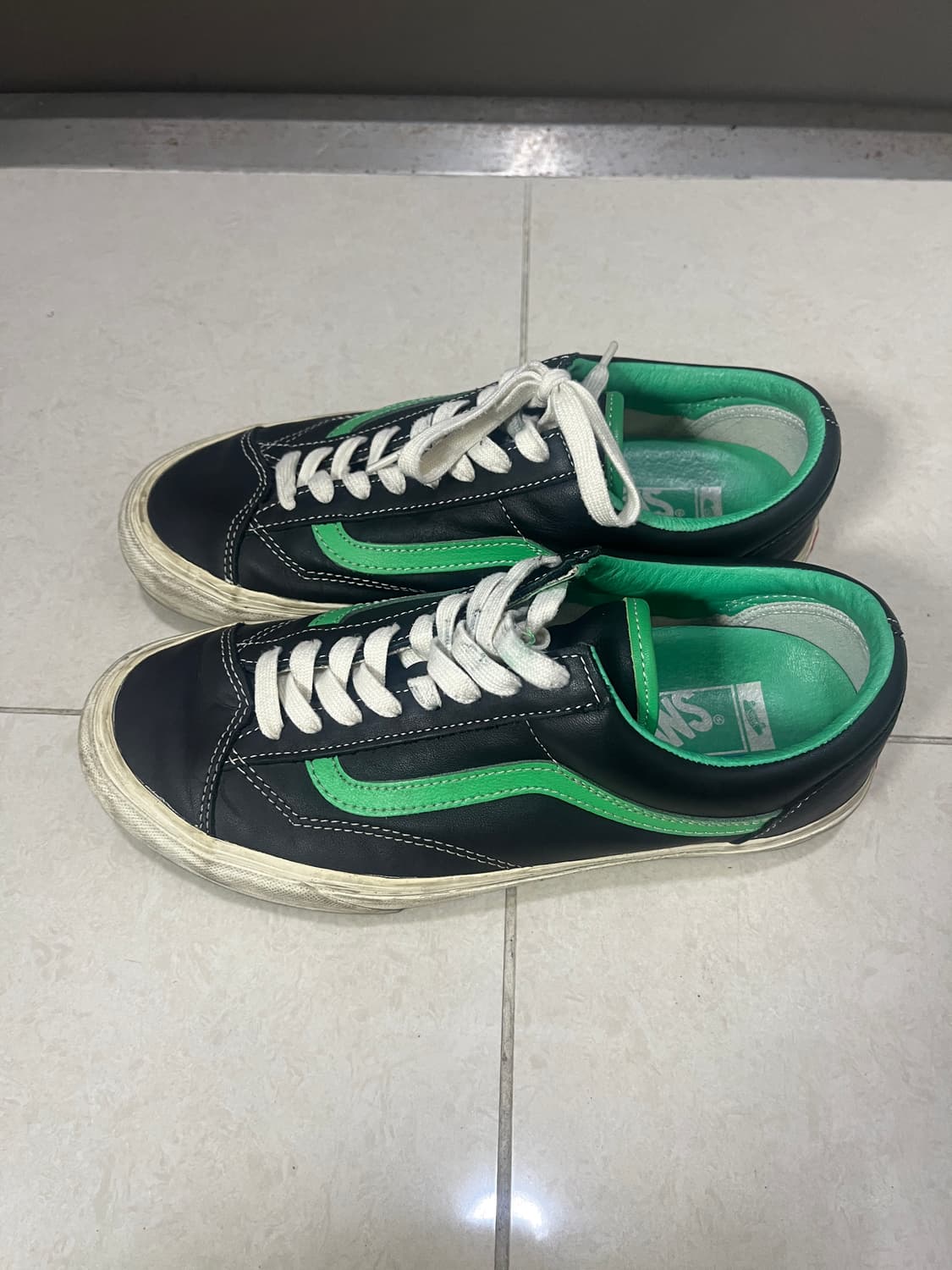 Vans 반스 스타일36 블랙/그린 스니커즈 가죽 상품이미지2