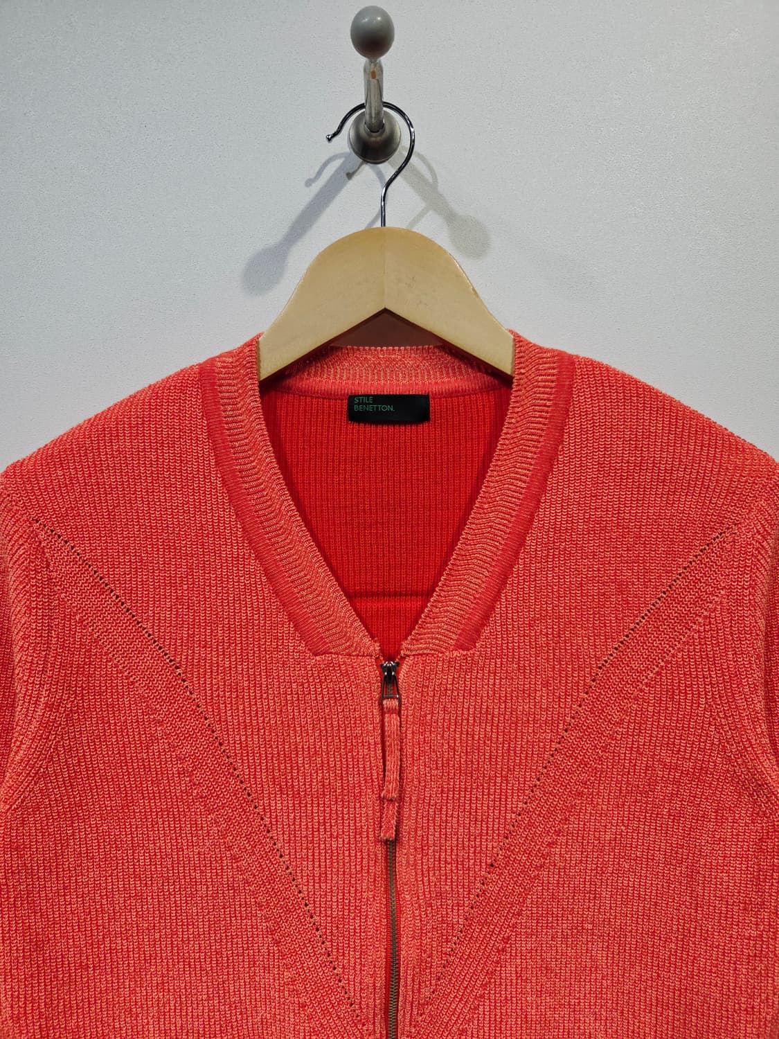 스틸 베네통(STILE BENETTON) 오렌지 니트 집업 가디건 상품이미지3