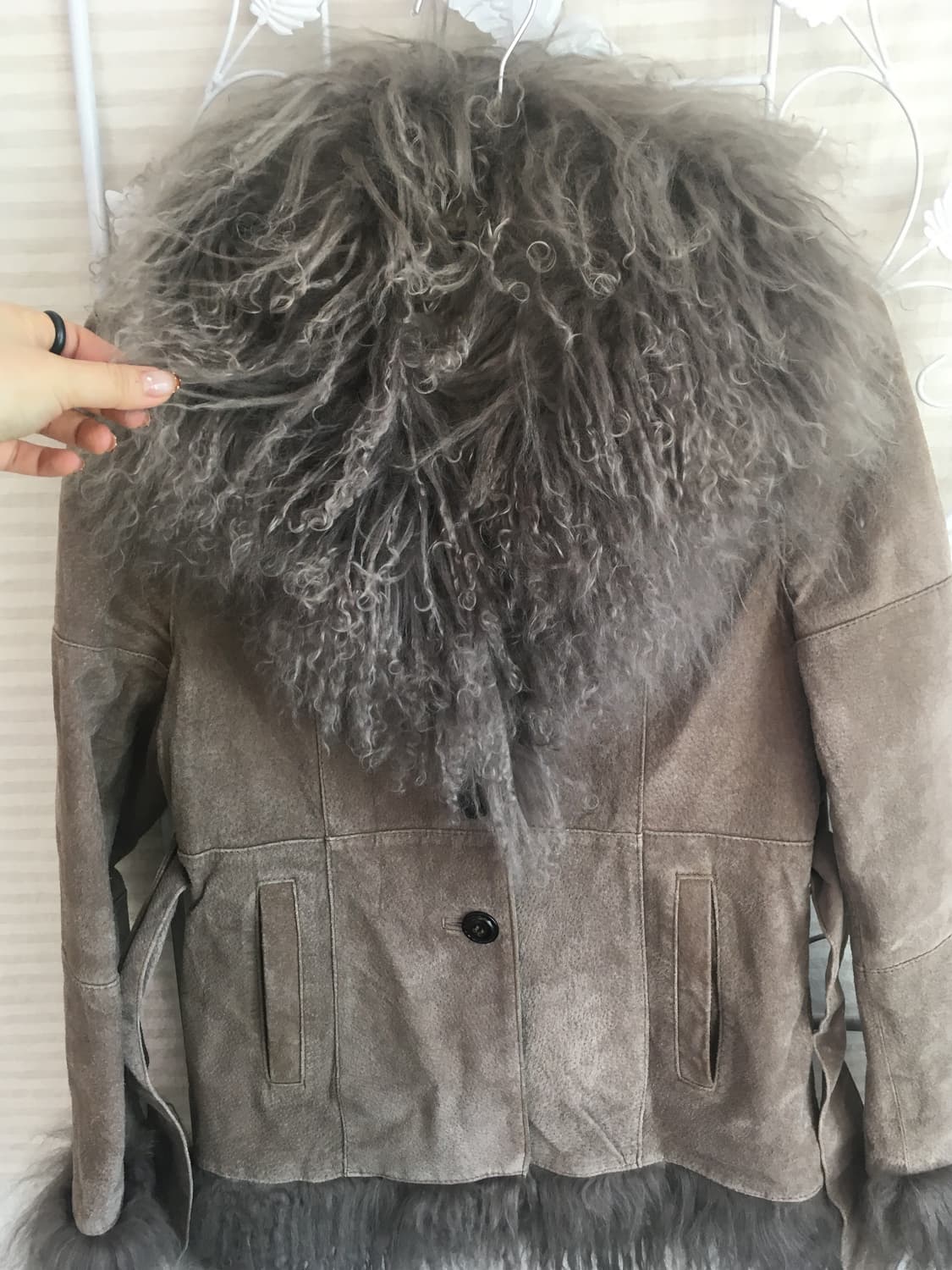 jpn vintage 카키 그레이 스웨이드 리얼 레더 자켓  상품이미지2