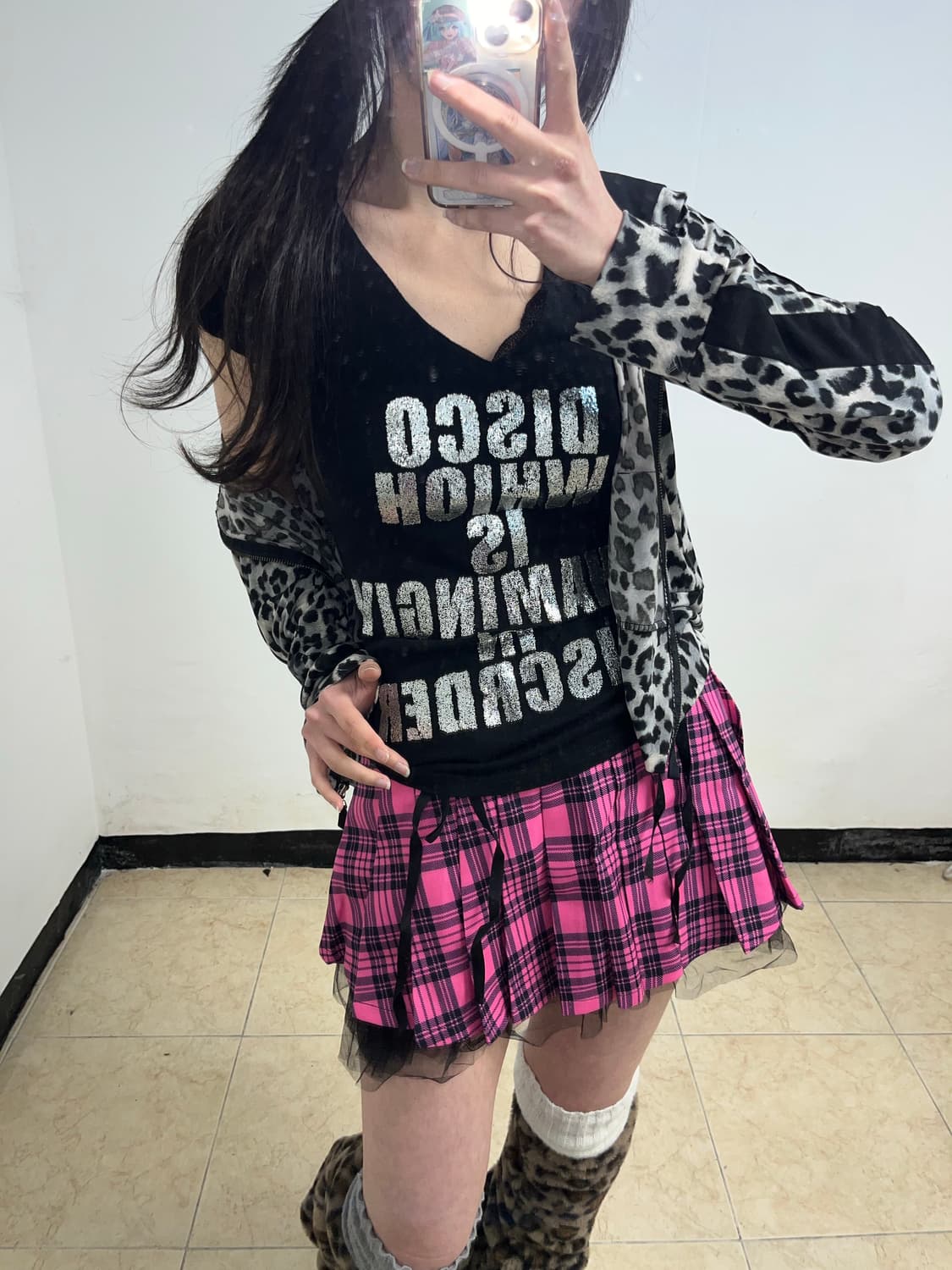 펑크 타탄체크 레이스업 플리츠 스커트 상품이미지5