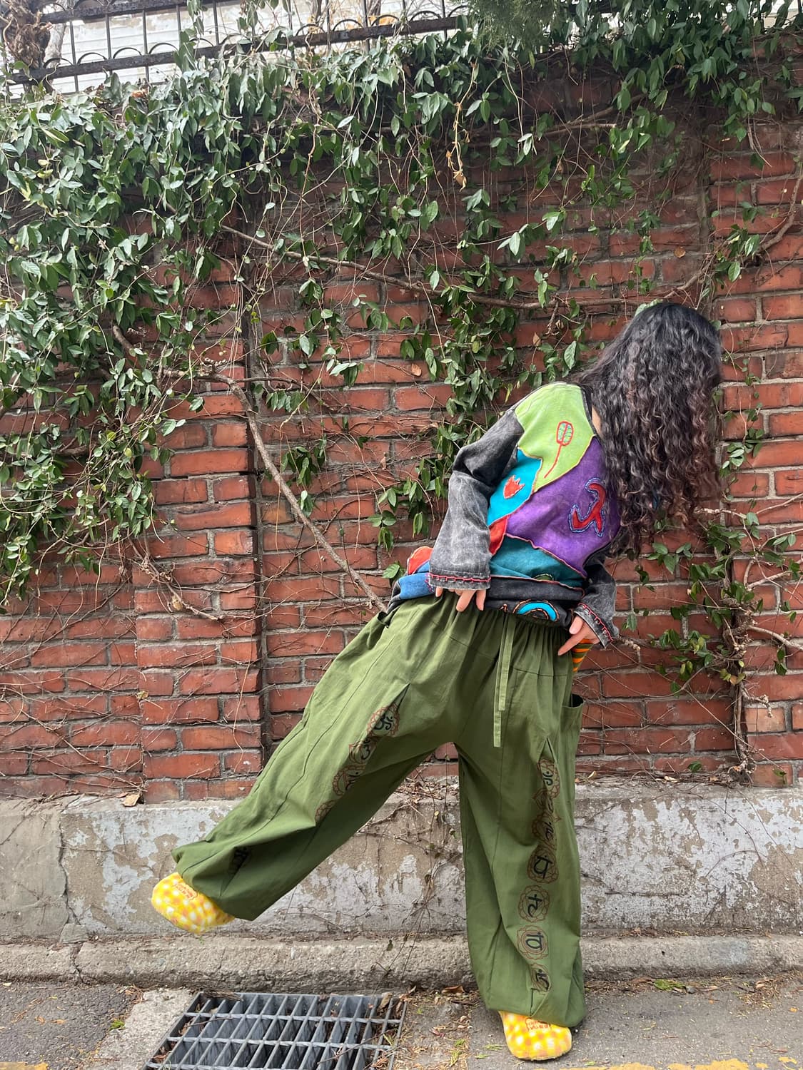 카키 그린 히피 문양 벌룬 팬츠 상품이미지4