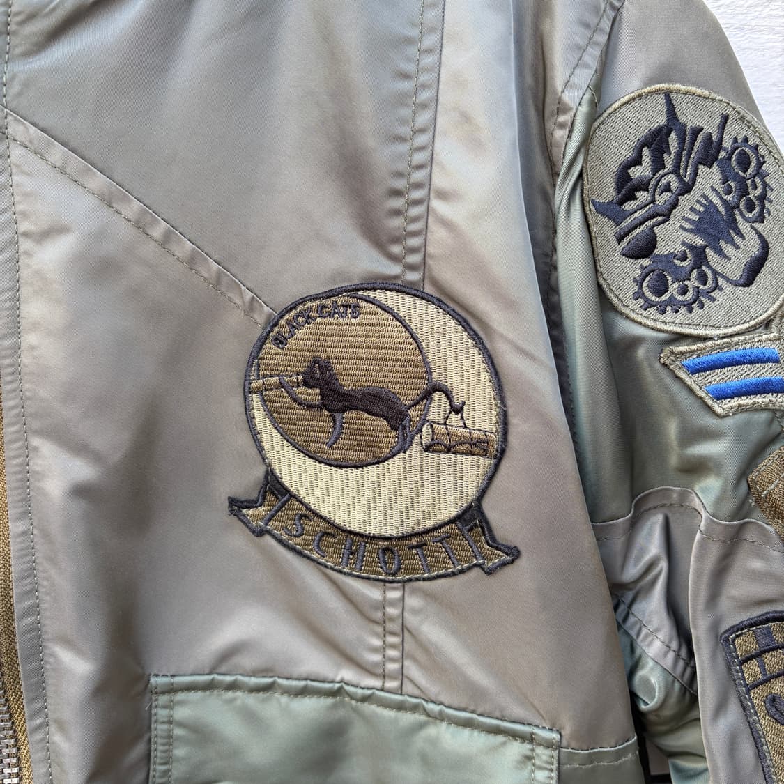 Schott 쇼트 패치워크 Ma-1 자켓 상품이미지5