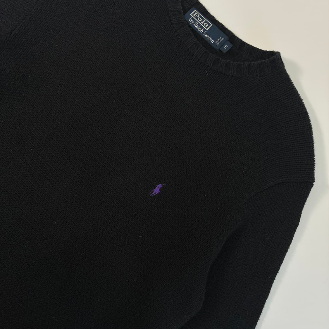 Polo  폴로 랄프로렌 자수 코튼 블랙 라운드 니트  상품이미지3