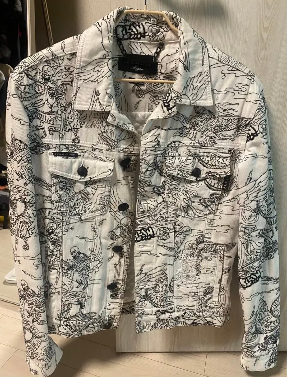 필립플레인 스켈렌톤 타투자수 자켓 상품이미지1