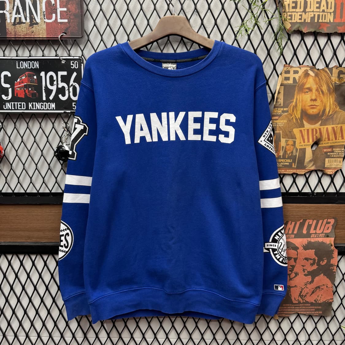 00s MLB 뉴욕 양키스 맨투맨 후면 빅로고 포인트 블루 상품이미지2