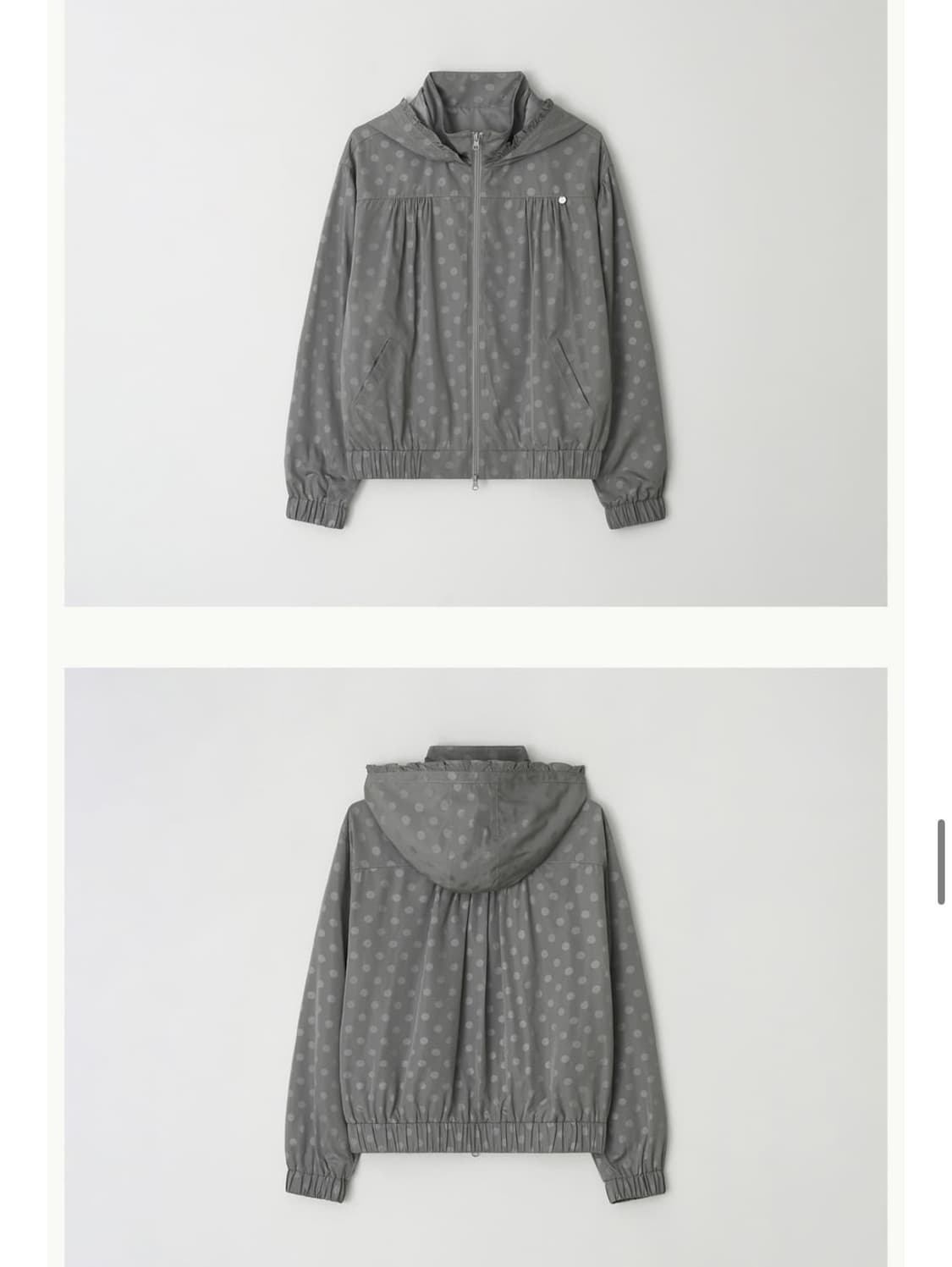 론론 도트 팬던트 후디 점퍼 바람막이 그레이 상품이미지4