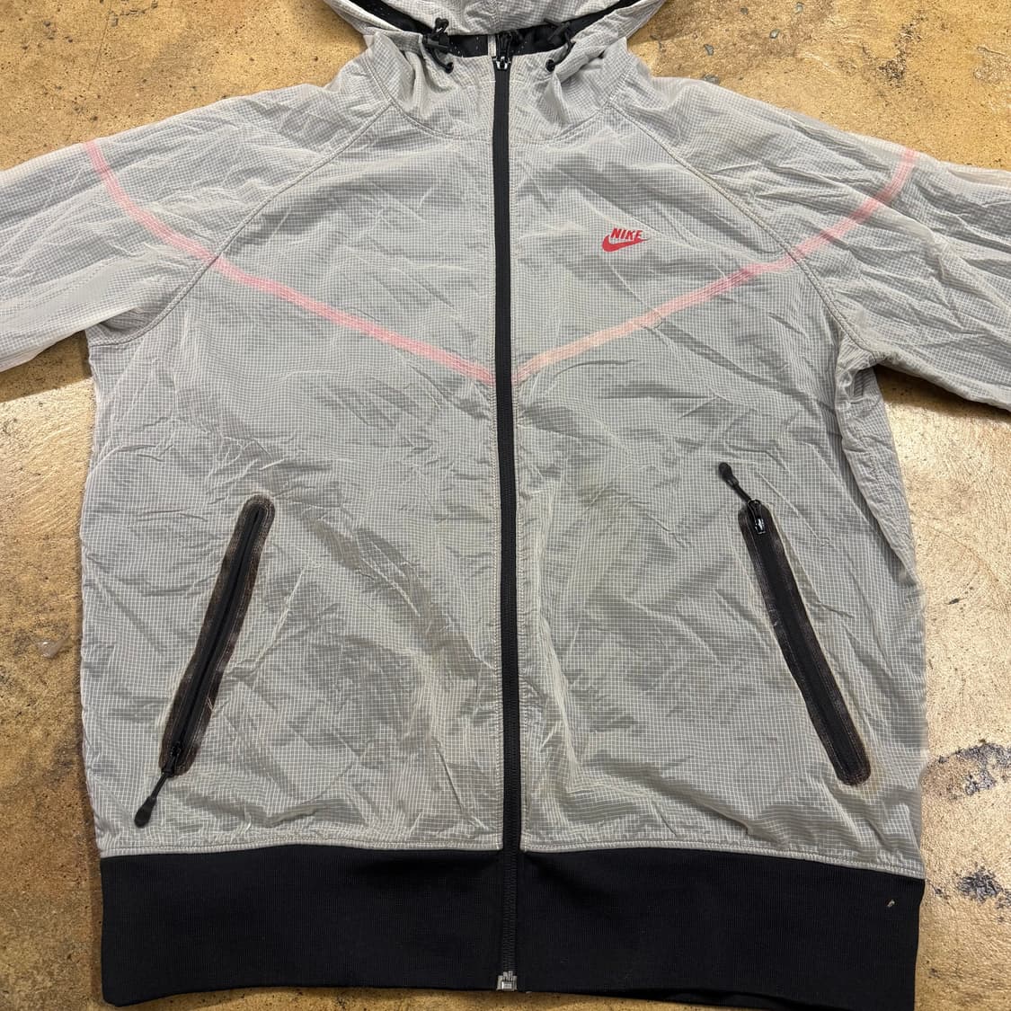 [정품/XL] 나이키 바람막이 후드 집업 그레이 핑크 b8 상품이미지3