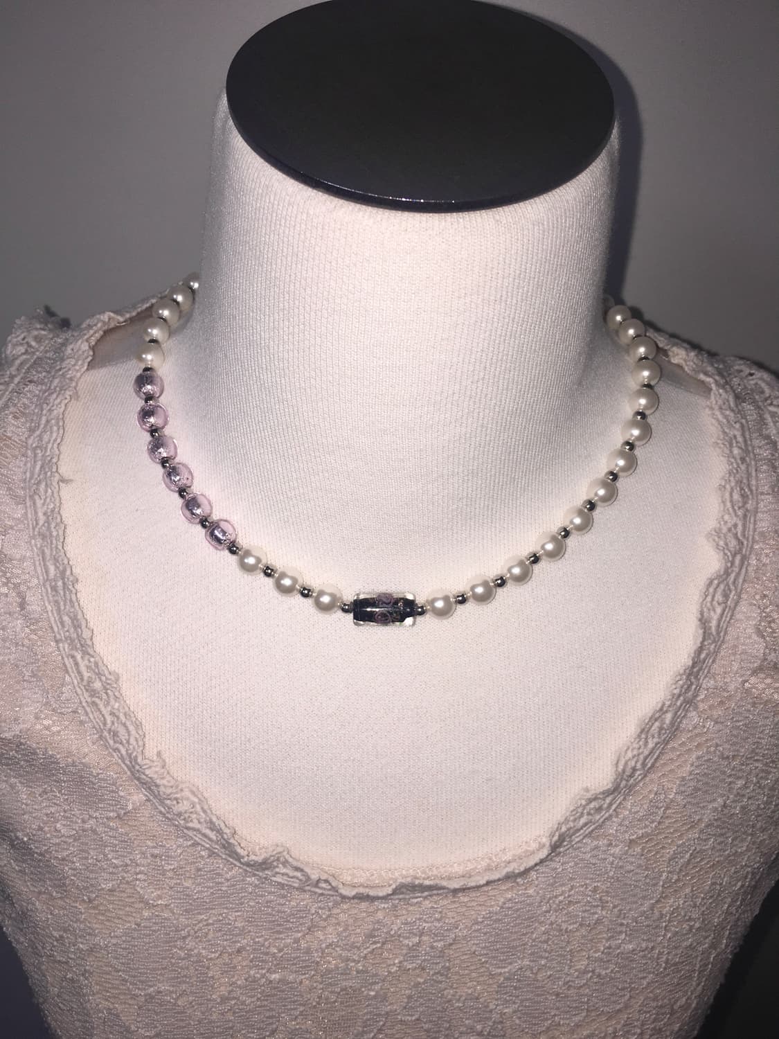 Viburnum shop 오리엔탈 장미 초커 목걸이(화이트/블랙) 상품이미지3