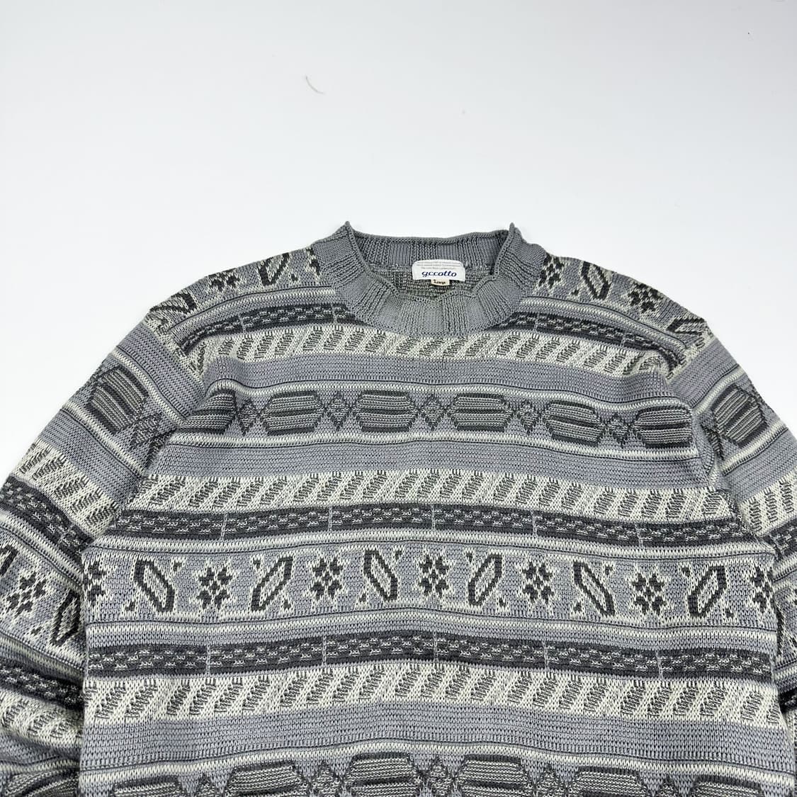 JPN 재팬빈티지 노르딕패턴 모크넥 울 니트 L 상품이미지2