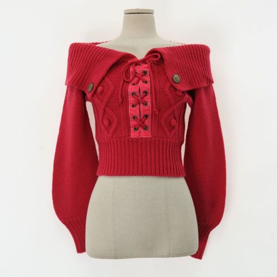 리즈리사 리본 오네갸루 오프숄더 니트 갸루일브히메갸루 상품이미지6