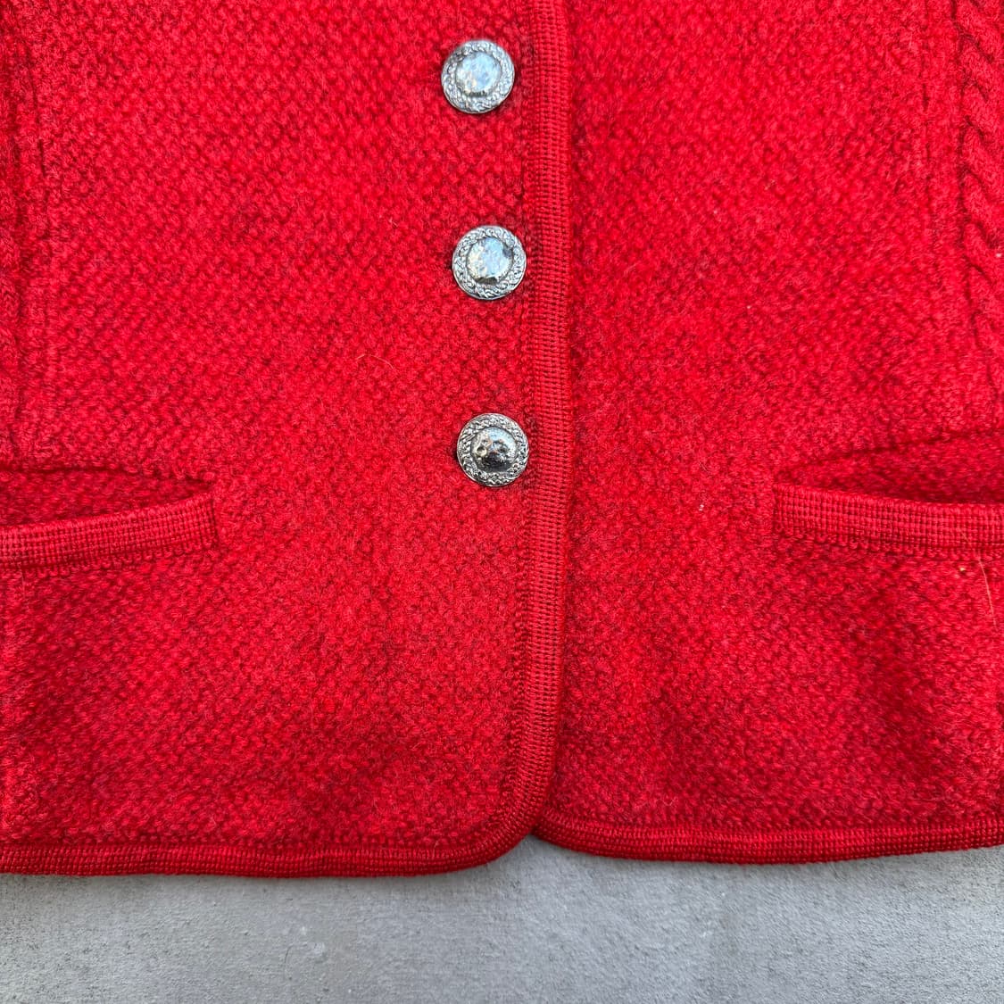 VTG wool red cardigan 울 가디건 상품이미지4