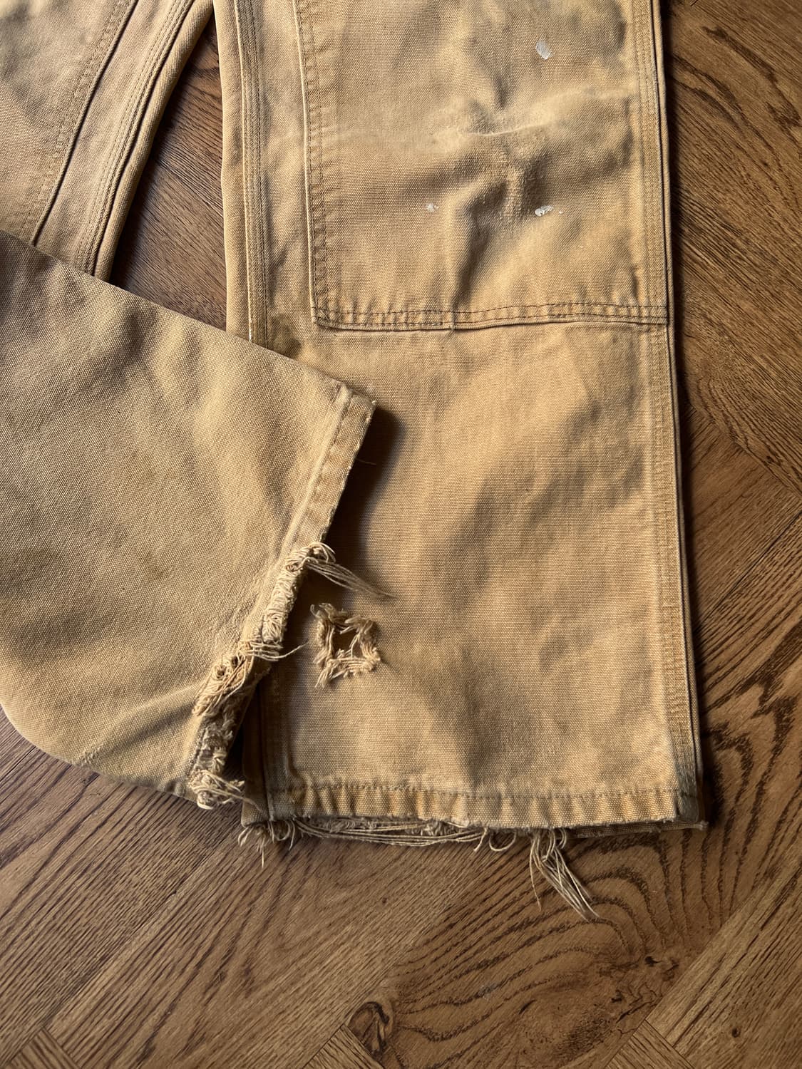 [34]칼하트 USA Made 데미지드 페이딩 브라운 더블니 워크 팬츠 상품이미지6