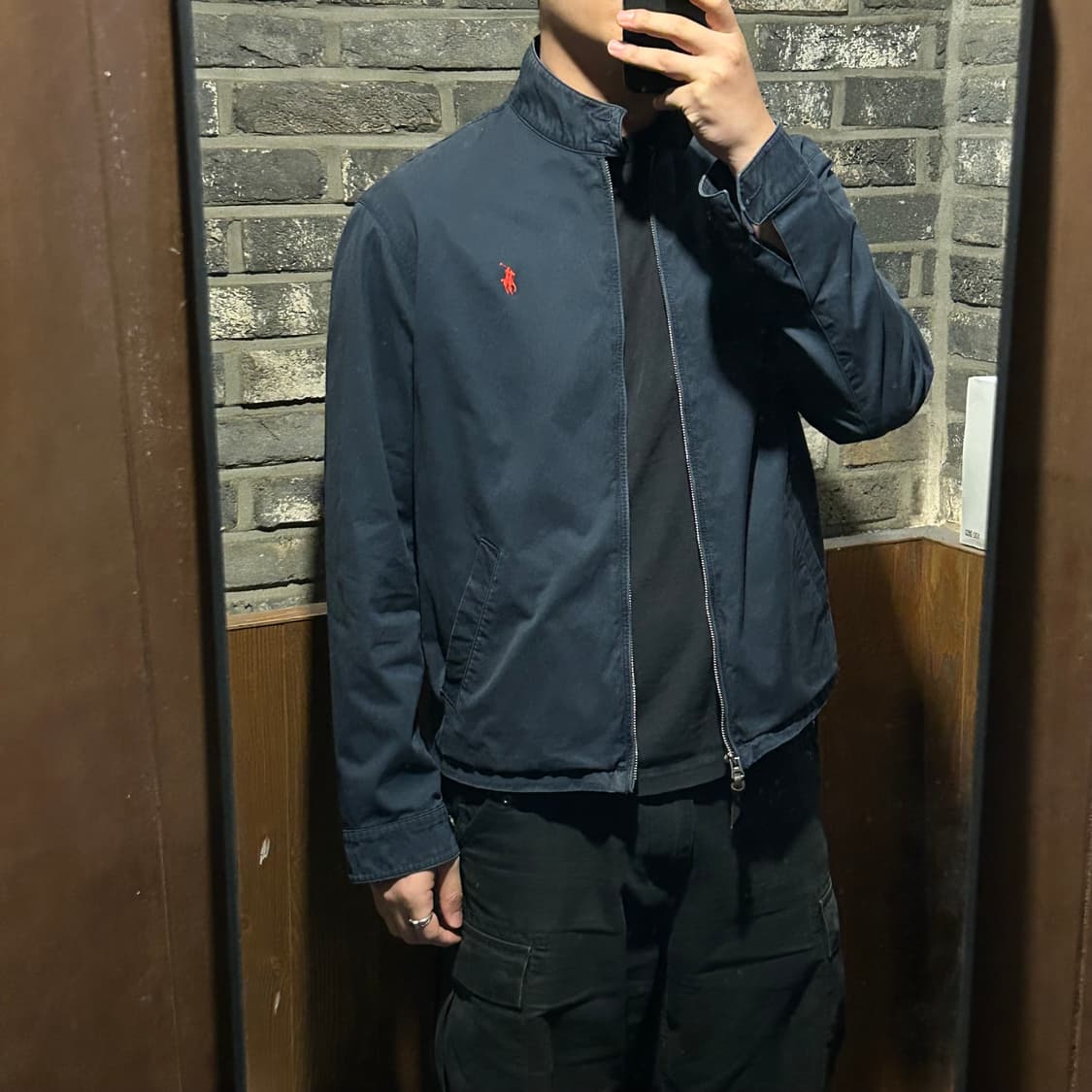 M) 폴로 랄프로렌 블랙와치 체크 안감 해링턴 자켓 네이비 상품이미지9