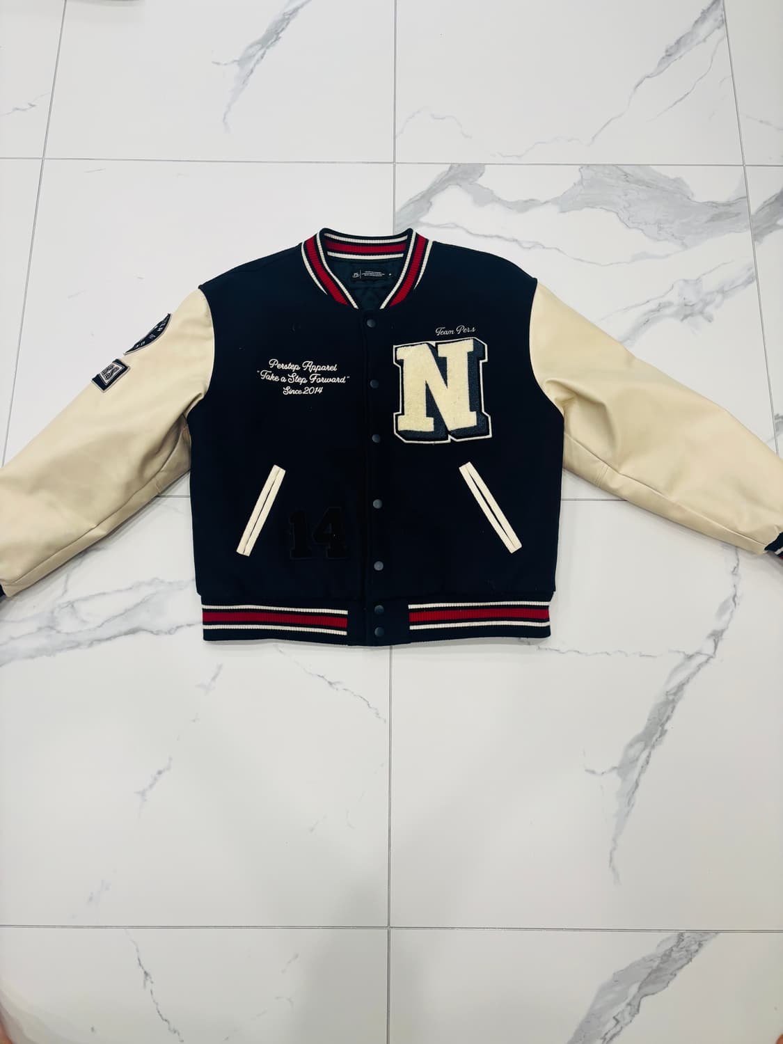 리메인 바시티 자켓 네이비/크림 상품이미지1