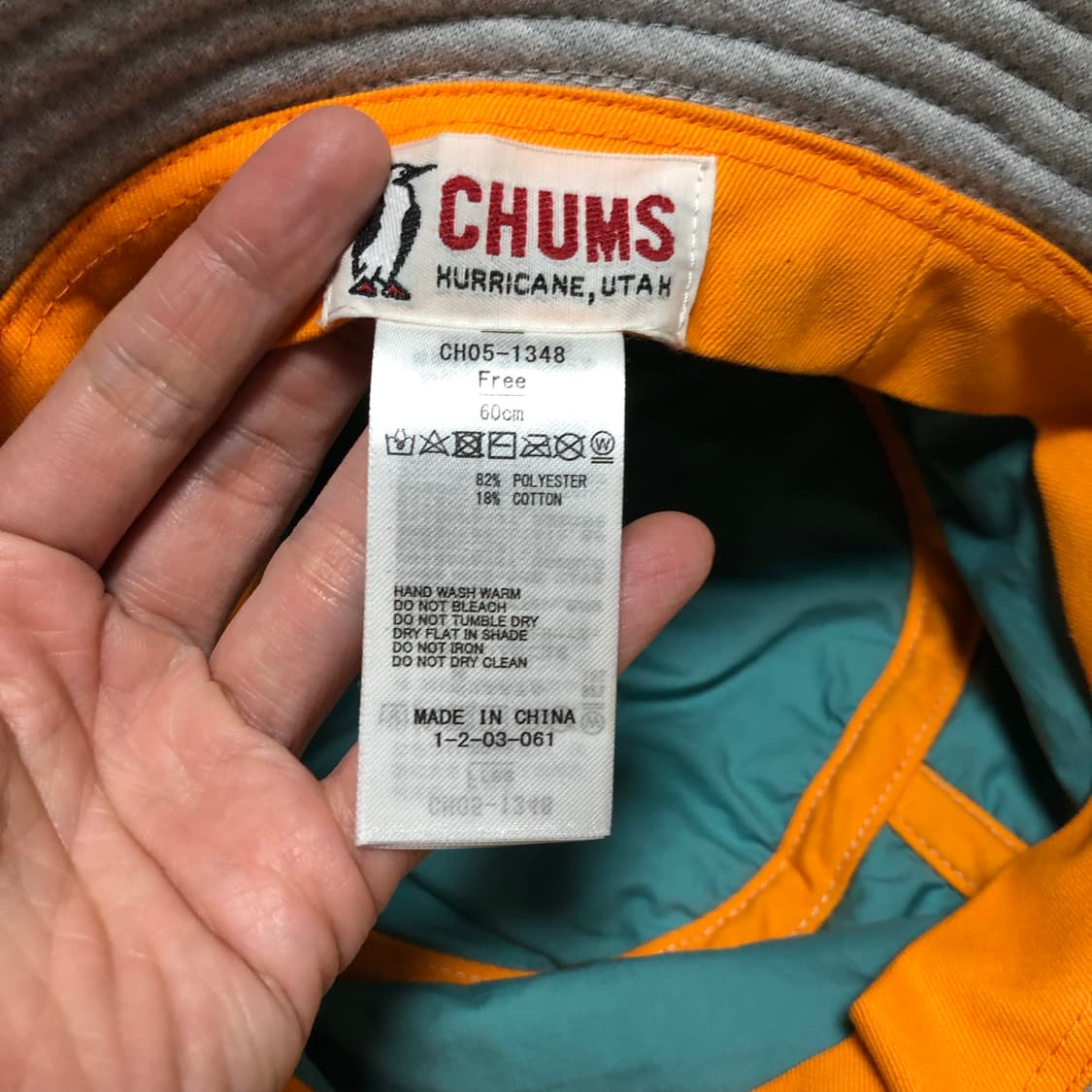 (ONE SIZE) 새상품 첨스 (CHUMS) 레터링 져지 버킷햇 그레이 상품이미지5