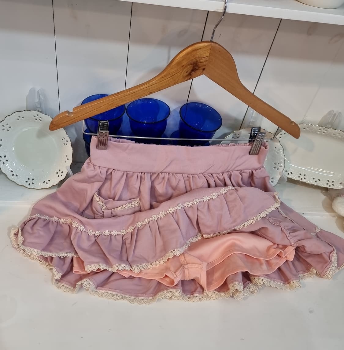 디어리 딸기우유 로즈핑크 프릴치마 상품이미지5