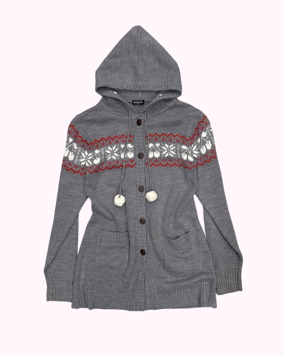 snow knit pompom hood cardigan 상품이미지1