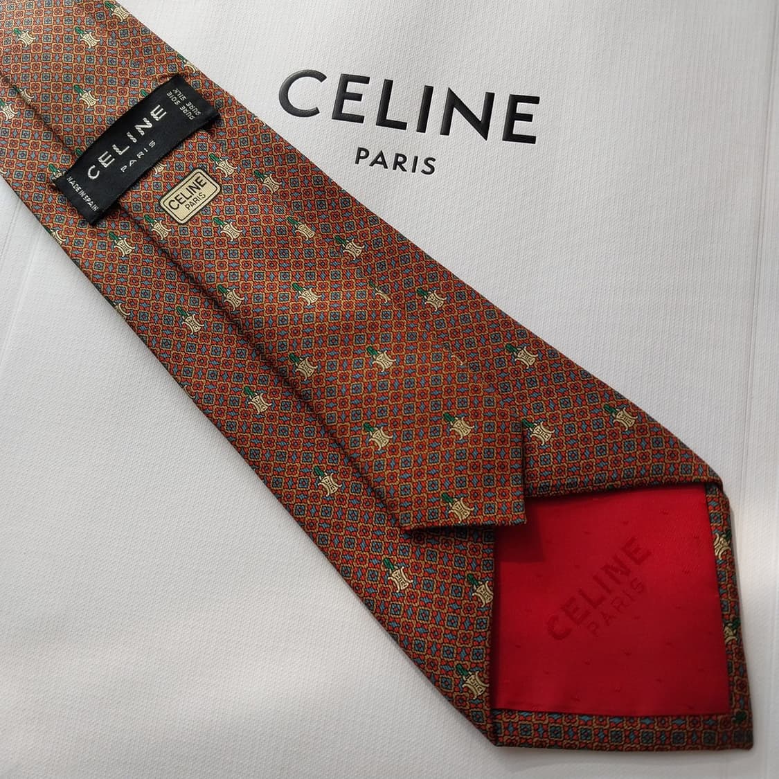 셀린느 실크 브라운 트리오페 패턴 넥타이 8.7cm A+등급 K1330
 상품이미지9