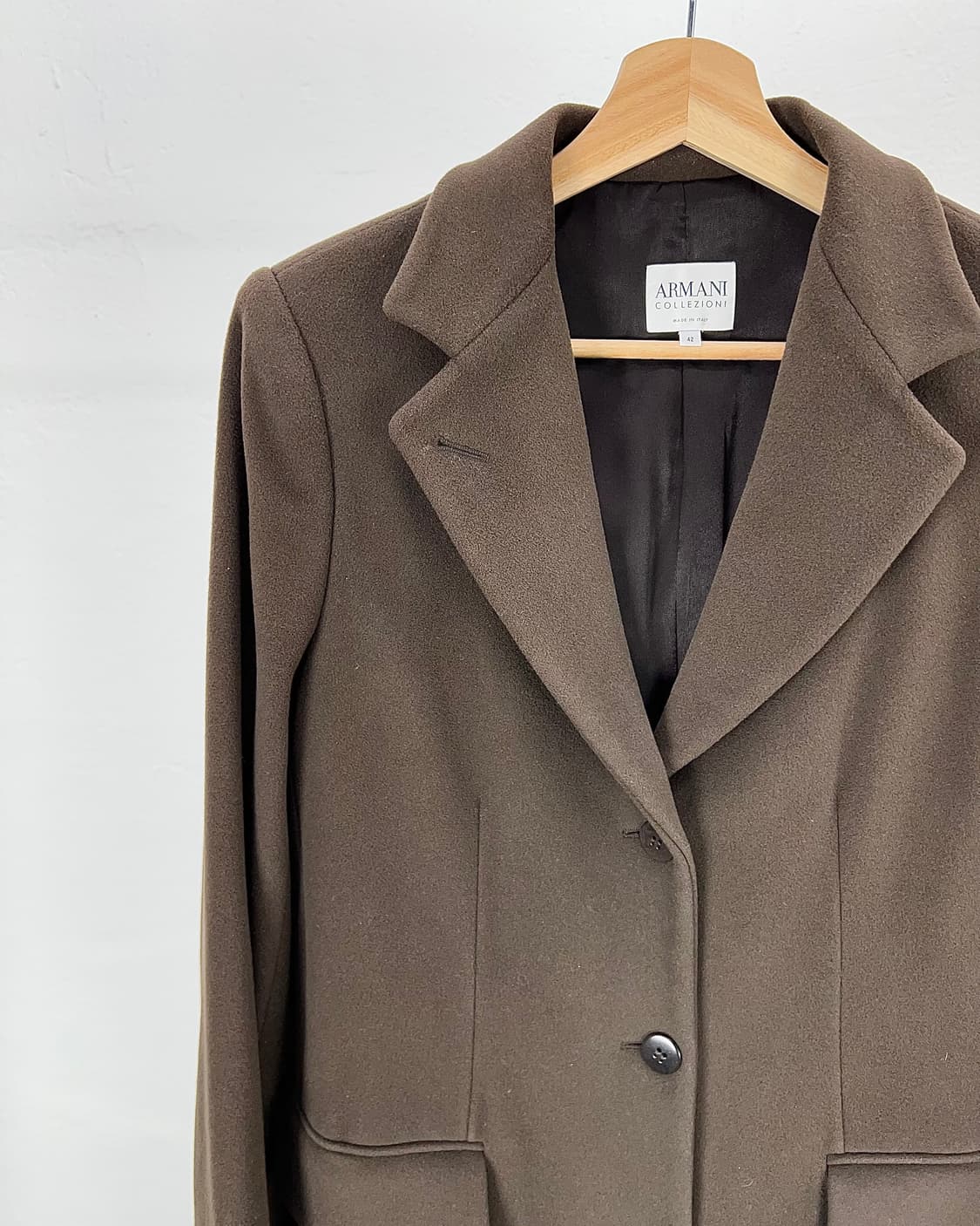 아르마니 꼴레지오니 다크 브라운 테일러드 울 롱 코트 상품이미지2