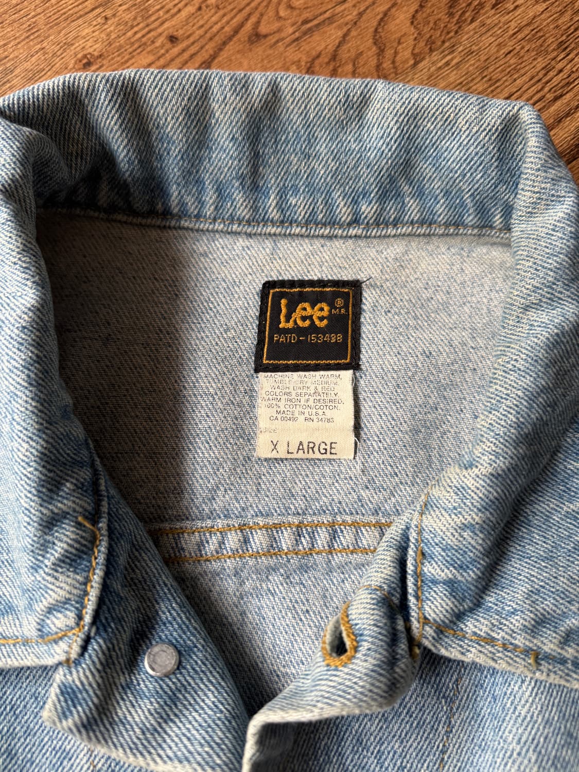 [XL]90s Lee Made in USA 빈티지 워싱 데님 트러커 자켓 상품이미지2