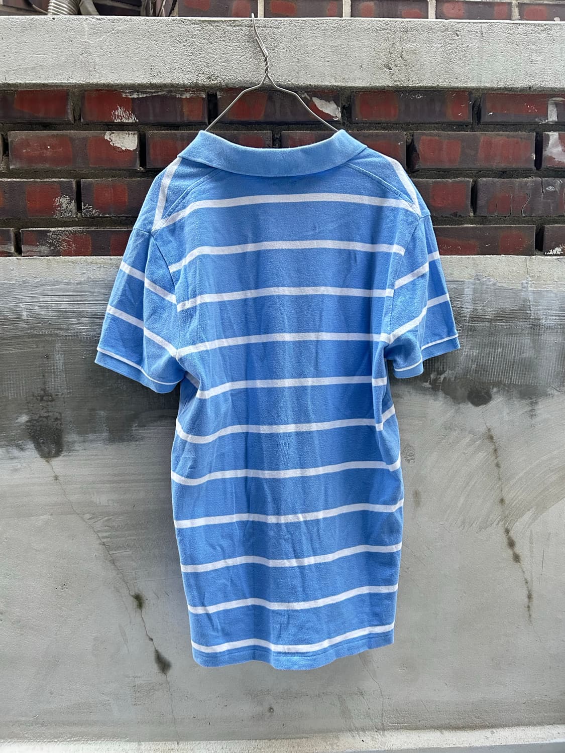 VTG 폴로 하늘색 스트라이프 포니 카라 피케 반팔티 상품이미지2