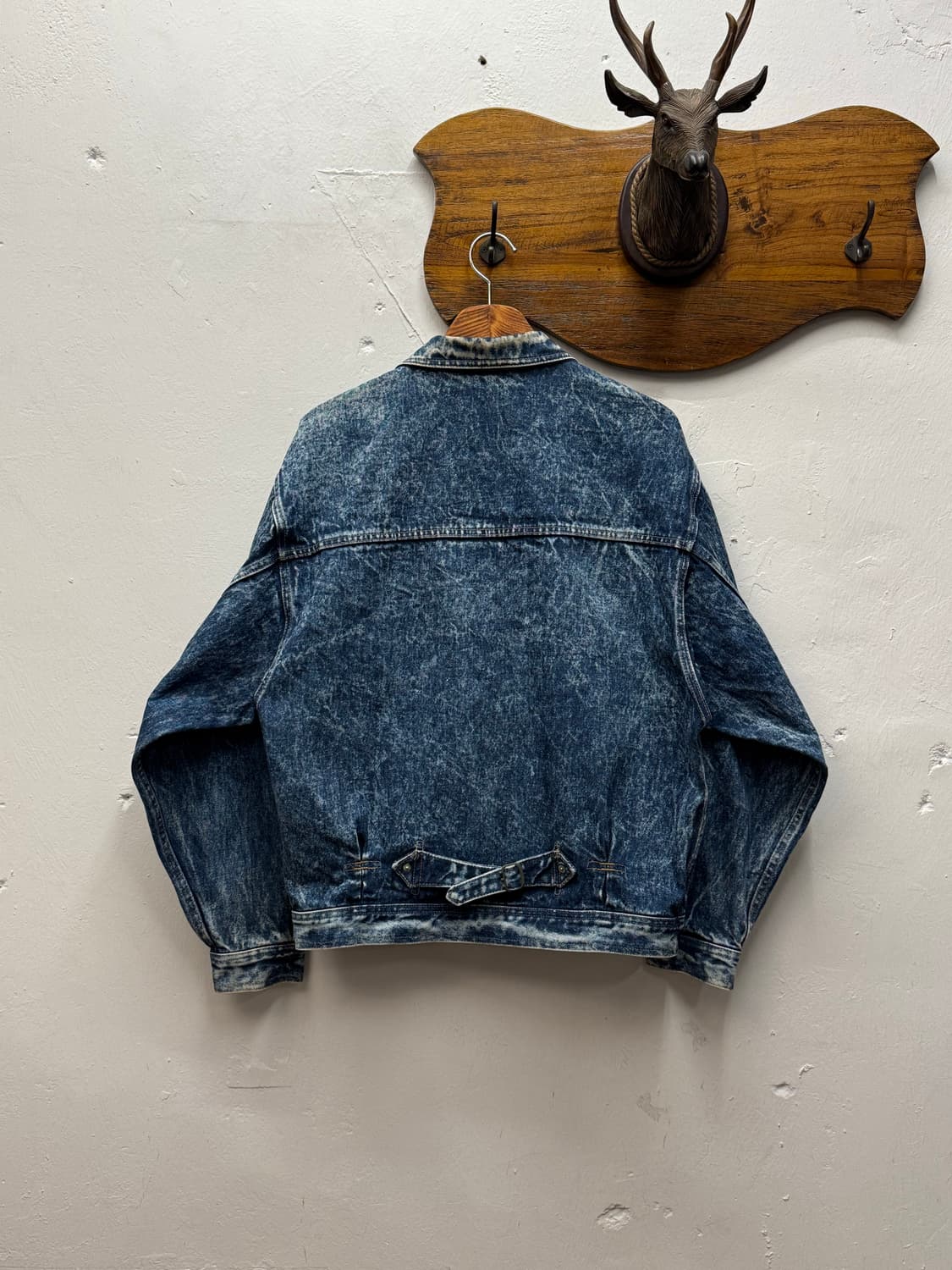 90s Japan Snow Wash Pleated Denim Jacket 상품이미지5