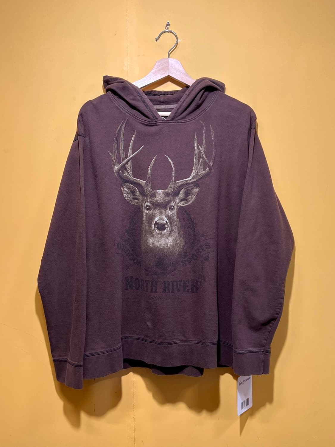 [L] 미국 빈티지 North River 사슴 그래픽 후드 티셔츠 상품이미지1