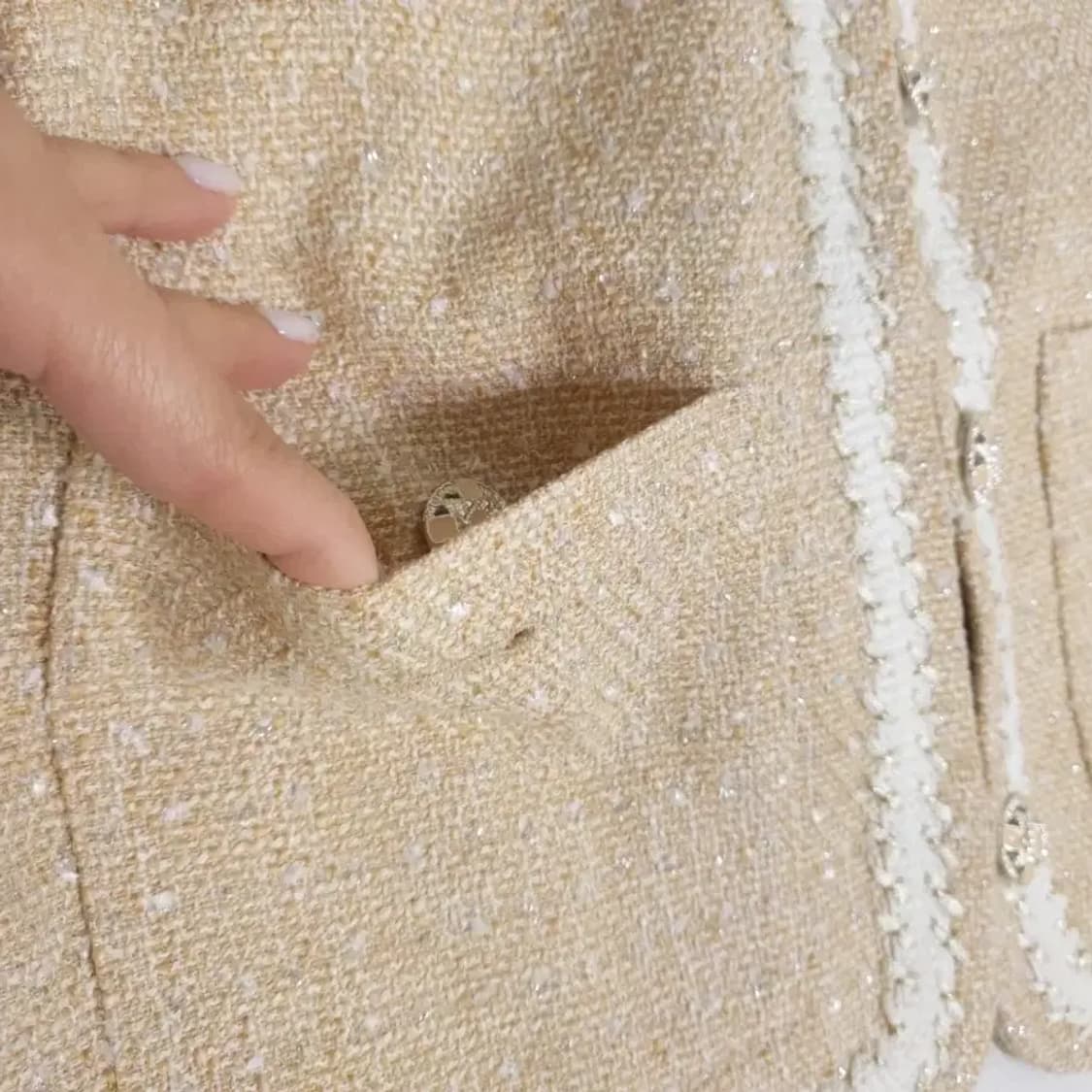 미샤 스튜디오 트위드 반팔 자켓 베이지 55 상품이미지10