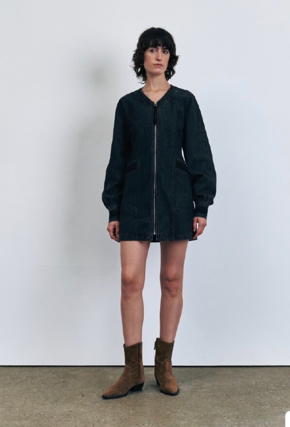 새상품 KUME 쿠메 흑청 집업 원피스  상품이미지1