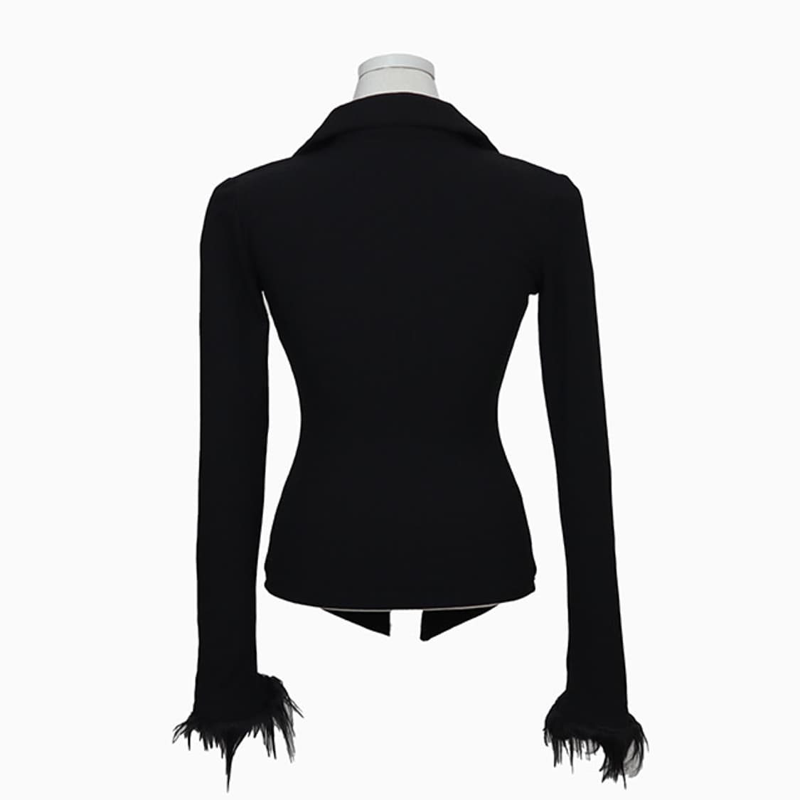 오네갸루 블랙 레이스 컷아웃 슬림 가디건 탑 상품이미지4