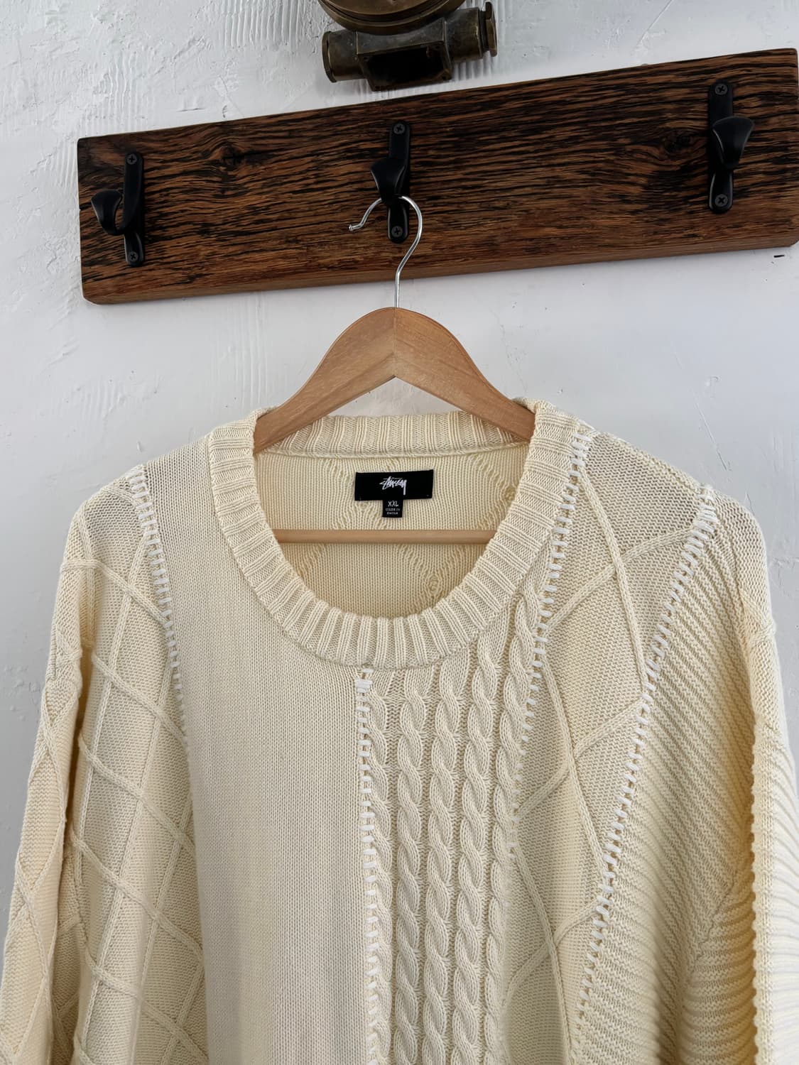 Stussy 스투시 아이보리 패치워크 스웨터 상품이미지1