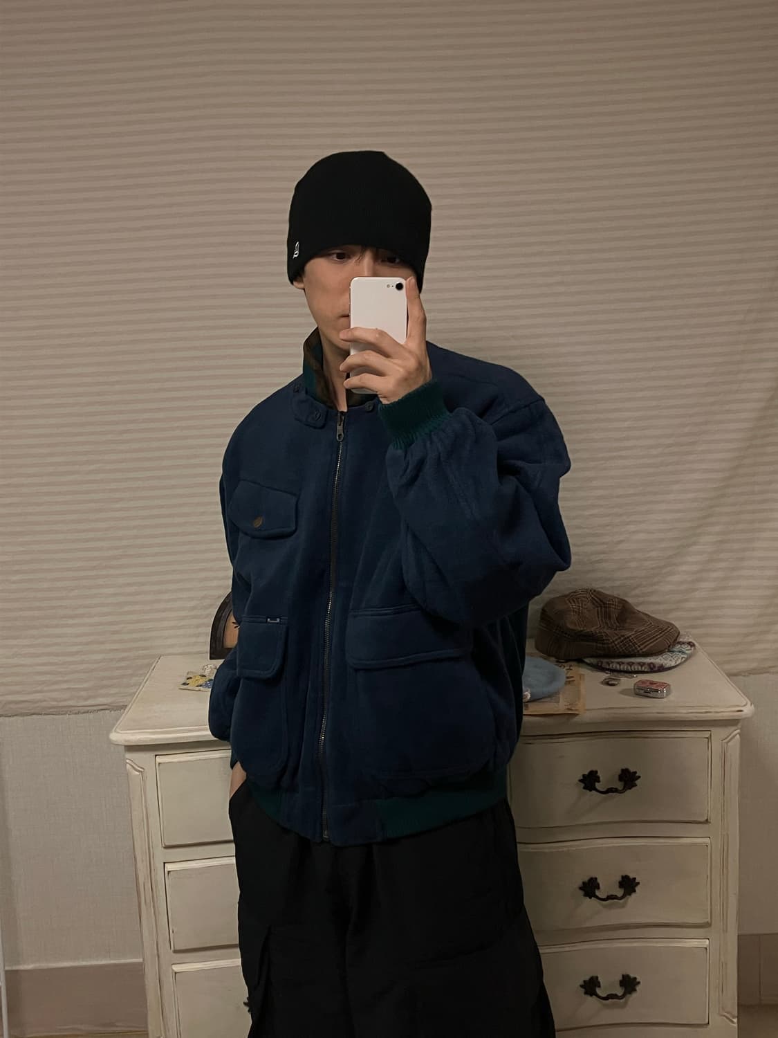 빈티지 딥 블루 벨벳 점퍼 y2k 스트릿 갸루 펑키 일본빈티지505 상품이미지2