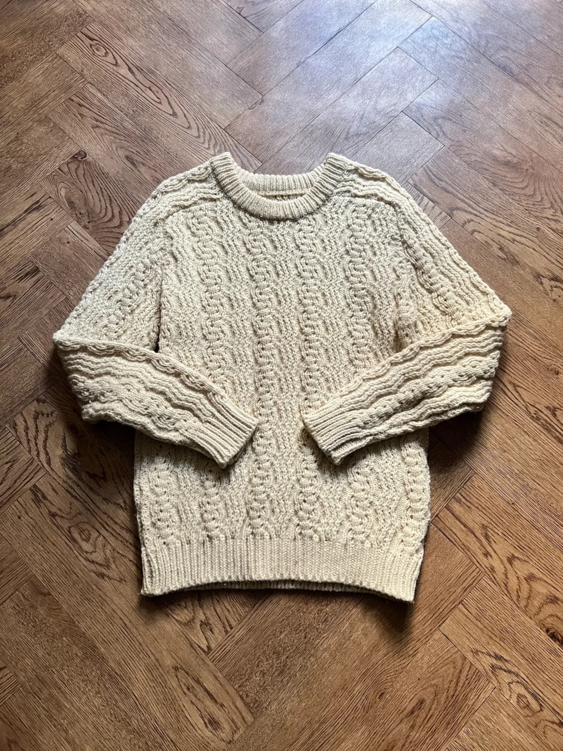 [M]90's 아일랜드제 핸드메이드 아란 피셔맨 스웨터 F3 상품이미지1