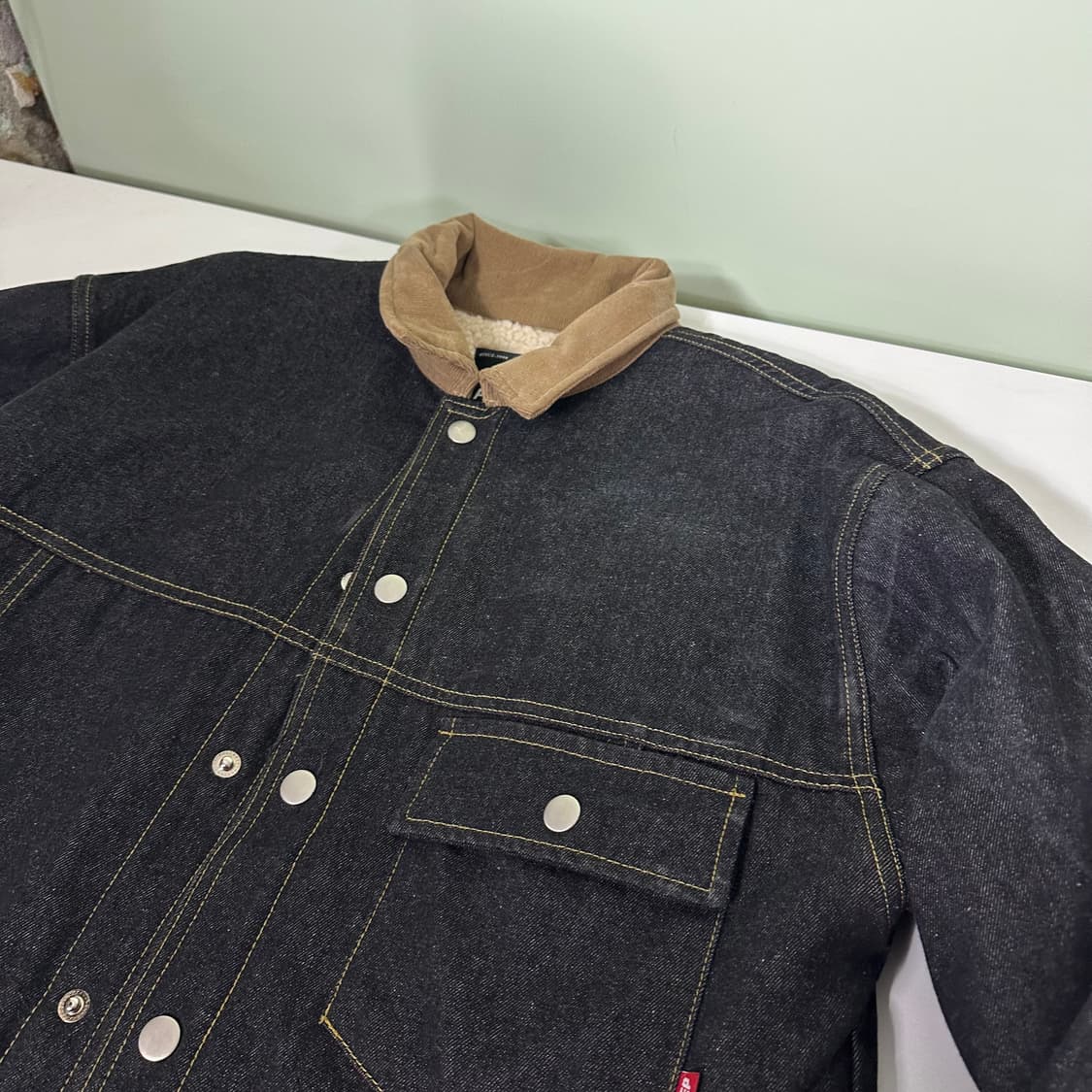 2XL 퍼스텝 안감양털 코듀로이배색 인디고 쉐르파자켓 상품이미지4